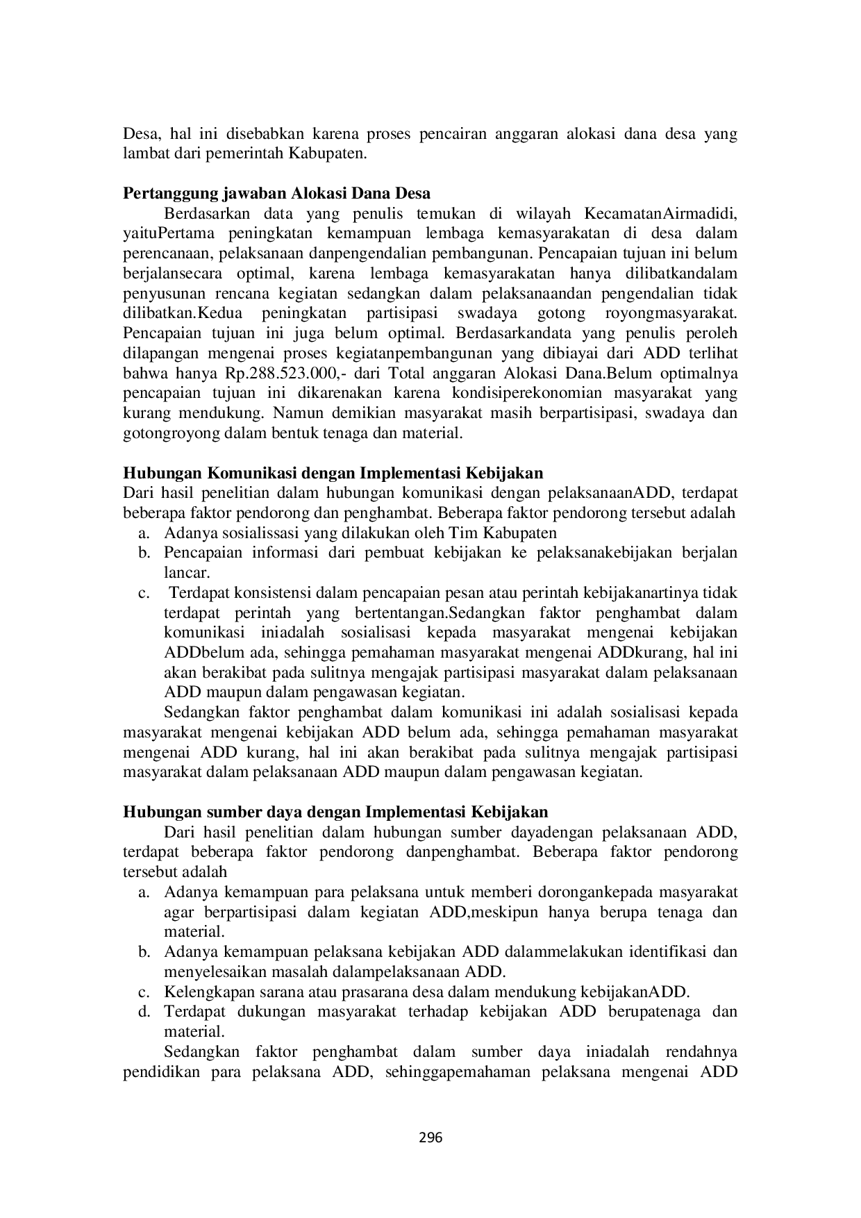 JURIS Implementasi Kebijakan Alokasi Dana Desa di Wilayah Kecamatan Airmadidi Kabupaten Minahasa Utara