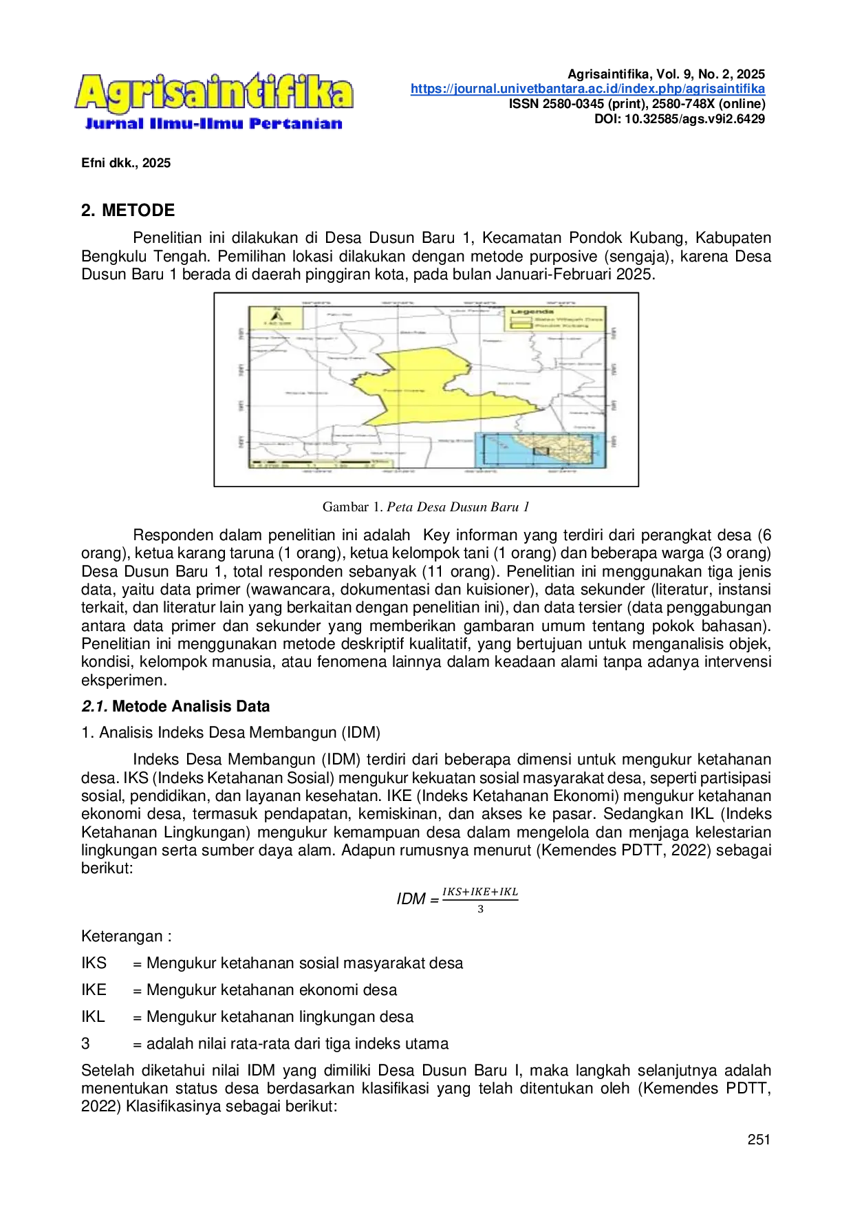 JURIS Strategi Pengembangan Potensi Desa Berbasis Indeks Desa Membangun IDM Di Desa Dusun Baru 1 Kabupaten Bengkulu Tengah