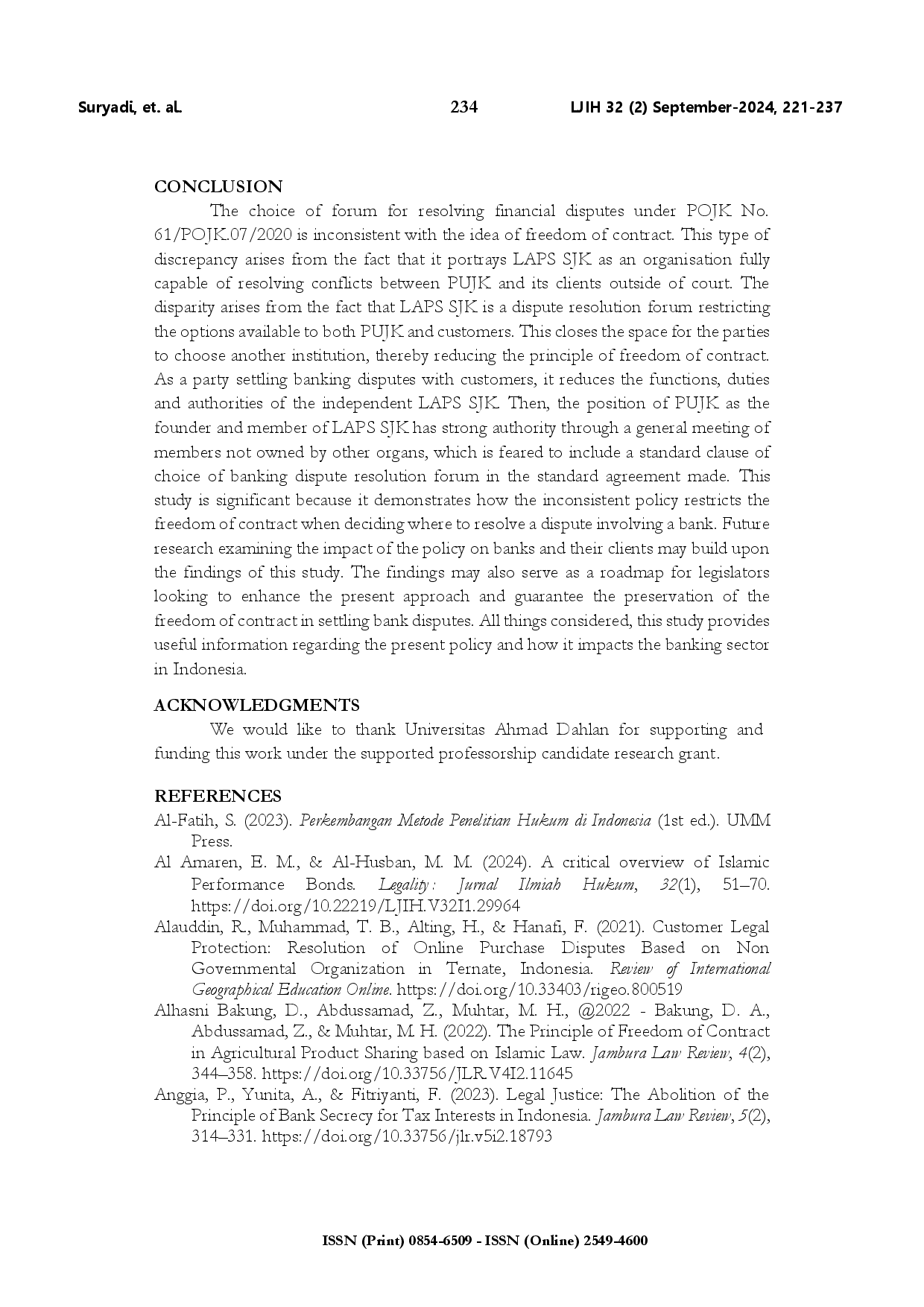 juris Inconsistency in freedom of contract for banking dispute resolution in Indonesia