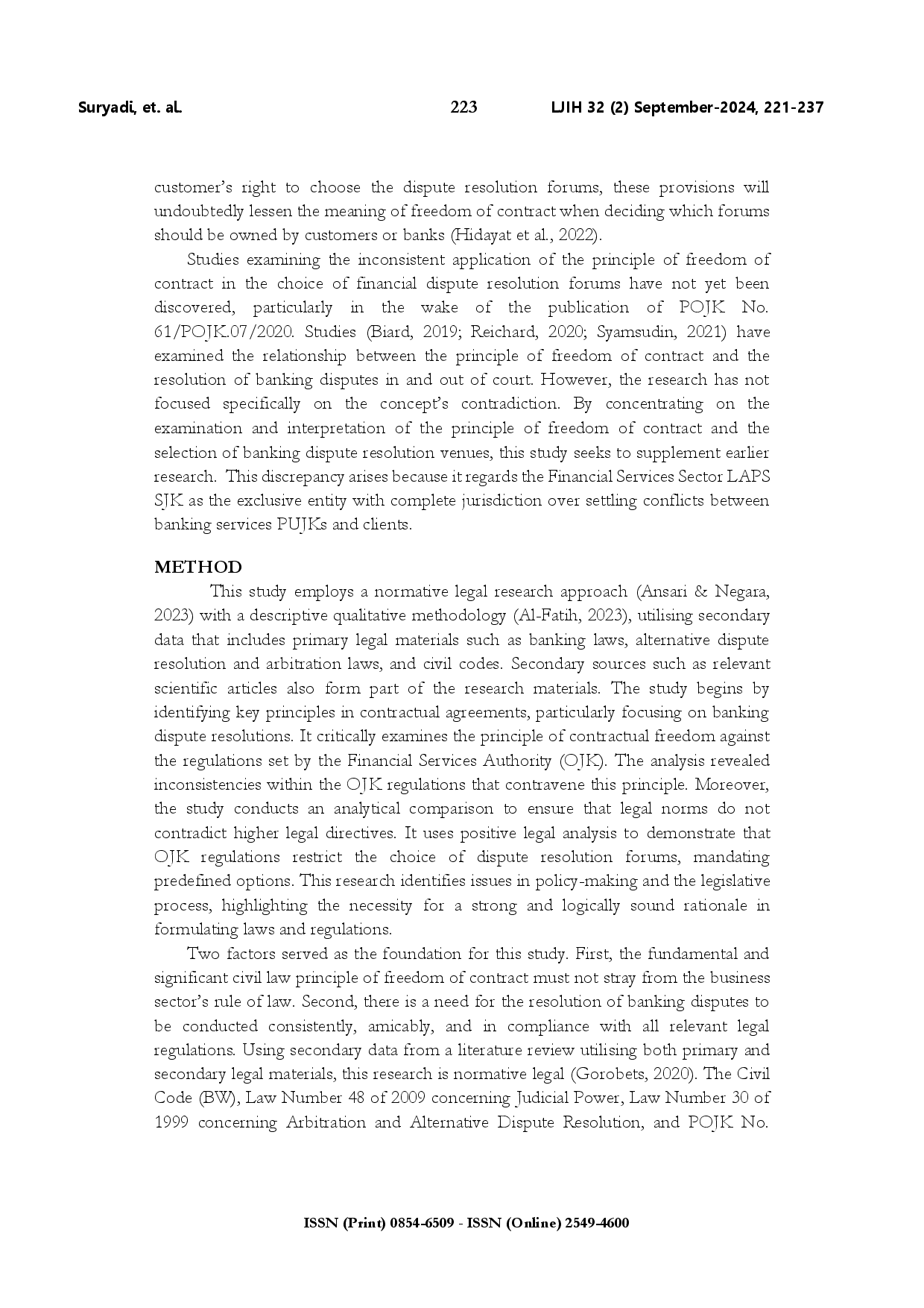 juris Inconsistency in freedom of contract for banking dispute resolution in Indonesia