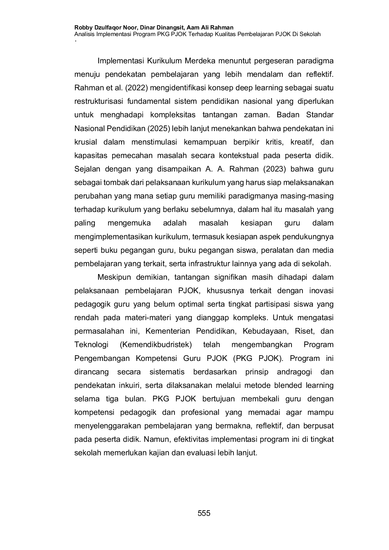 JURIS Analisis Implementasi Program PKG PJOK Terhadap Kualitas Pembelajaran PJOK Di Sekolah