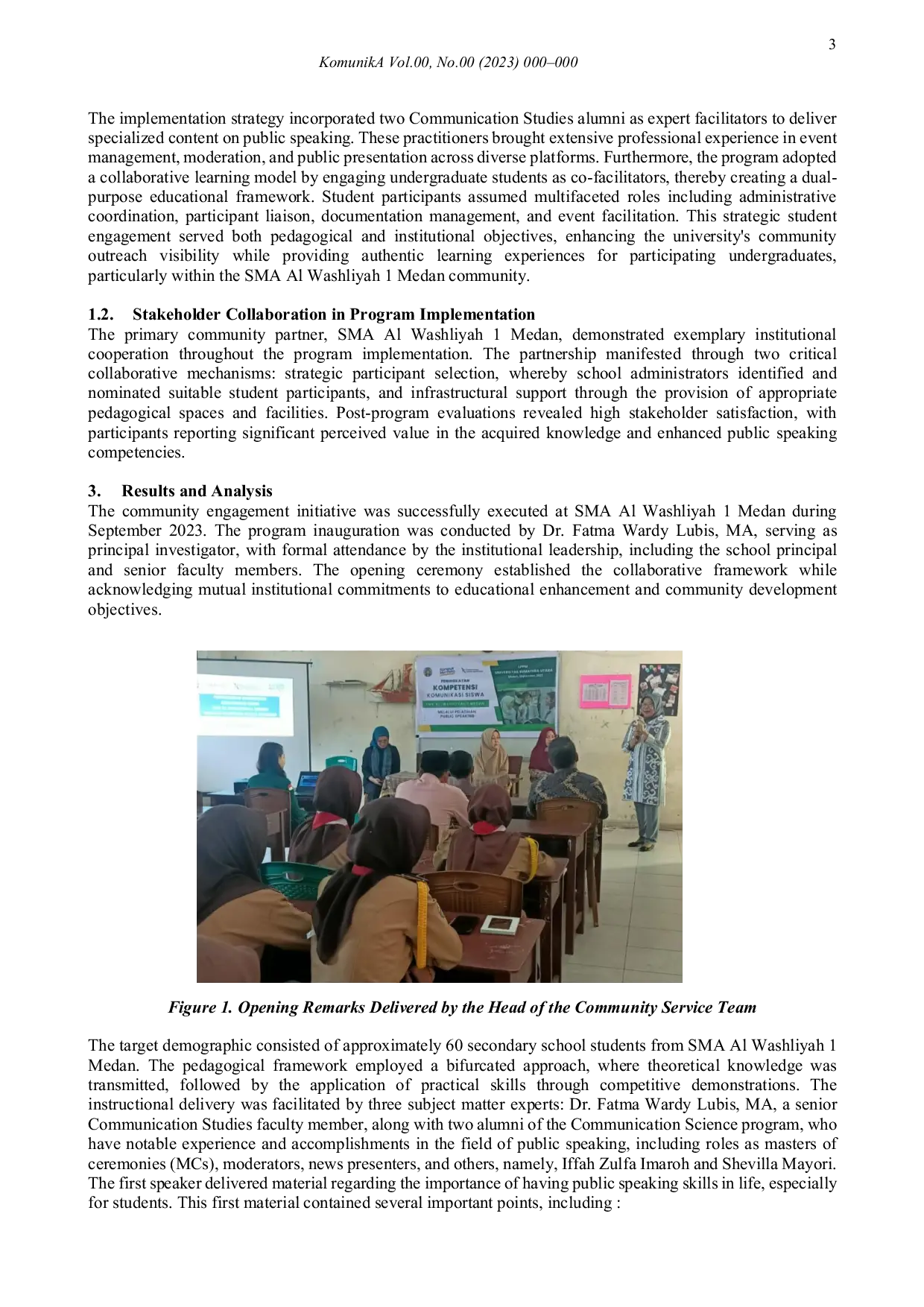 JURIS Improving Public Speaking Competence for the Students of SMA Al Washliyah 1 Medan