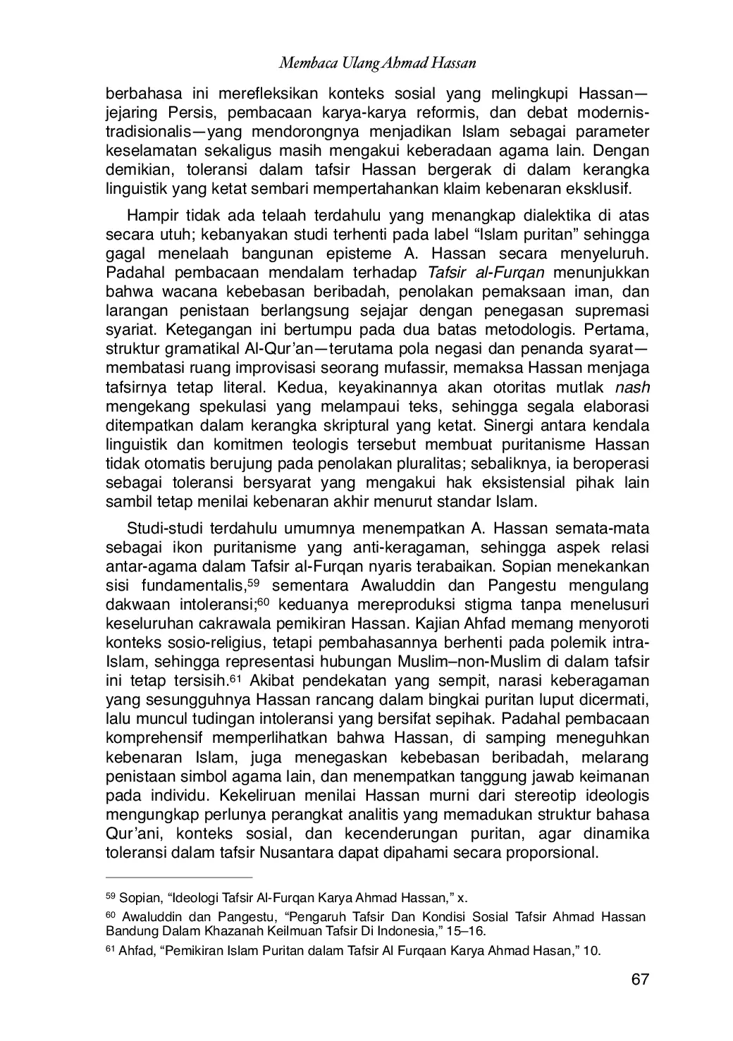 JURIS Membaca Ulang Ahmad Hassan Dialektika Ideologi Bahasa Dan Toleransi Dalam Tafsir Al Furqan