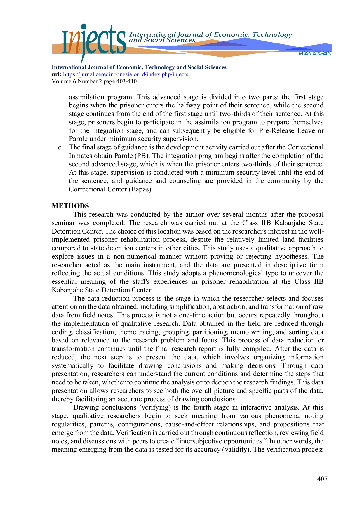 JURIS Implementation of Behavioral Guidance For Inmates at Class IIB Kabanjahe State Prison