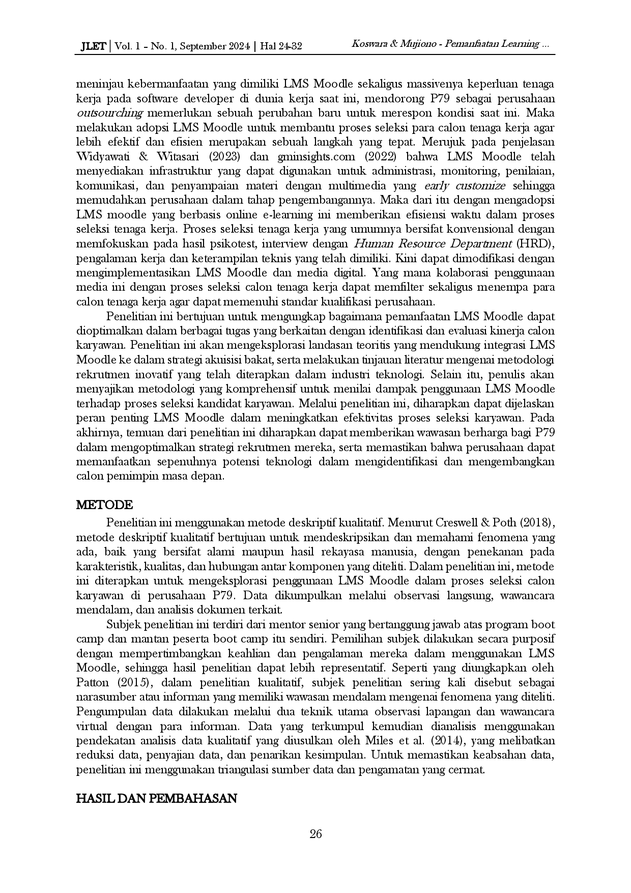 juris Pemanfaatan Learning Management System untuk Seleksi Calon Karyawan