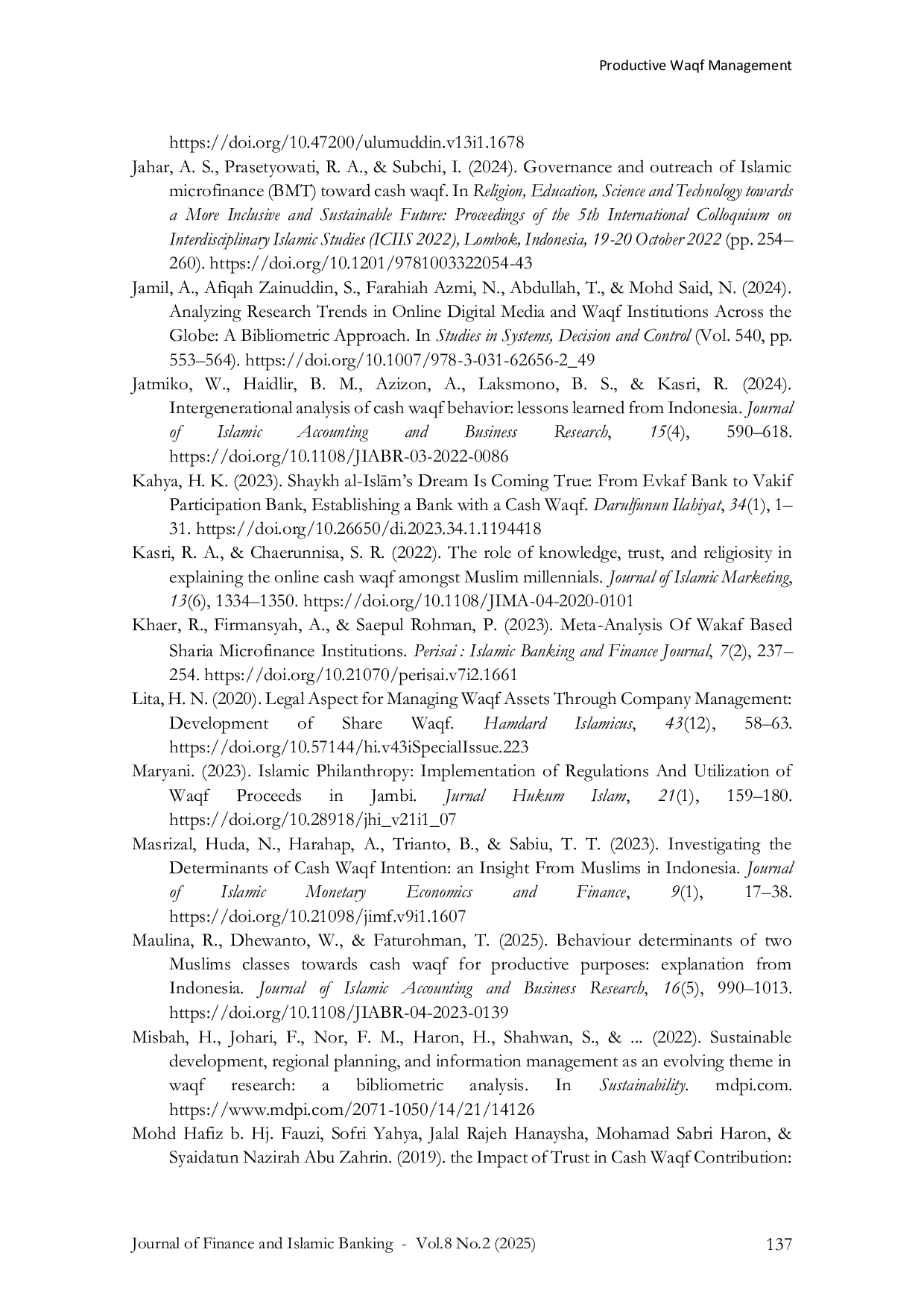 JURIS Productive Waqf Management and Socio Entrepreneurship The Role of Mosque Based Family Waqf in Indonesia