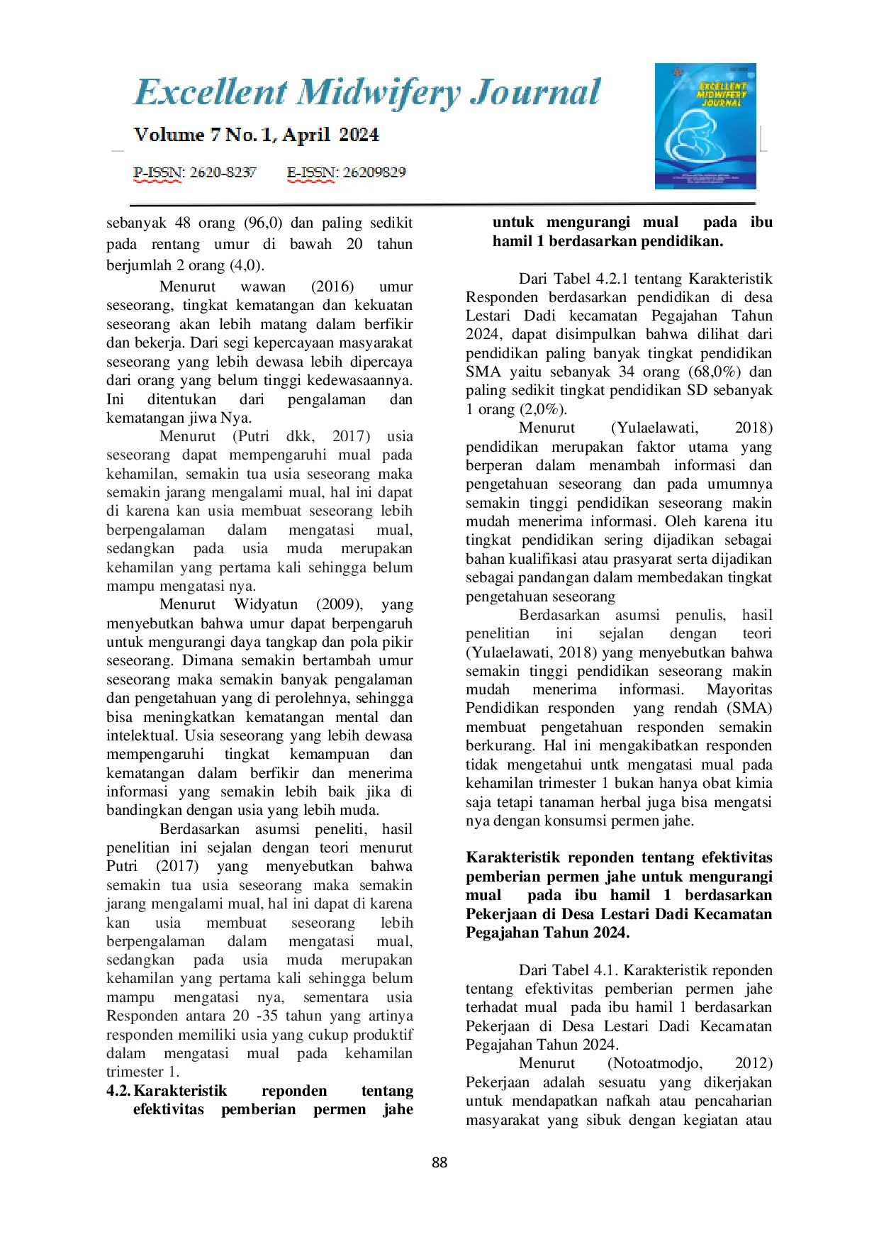 JURIS Efektivitas Permen Jahe Untuk Mengurangi Rasa Mual Pada Trimester I Di Desa Lestari Dadi Kecamatan Pegajahan Tahun 2024