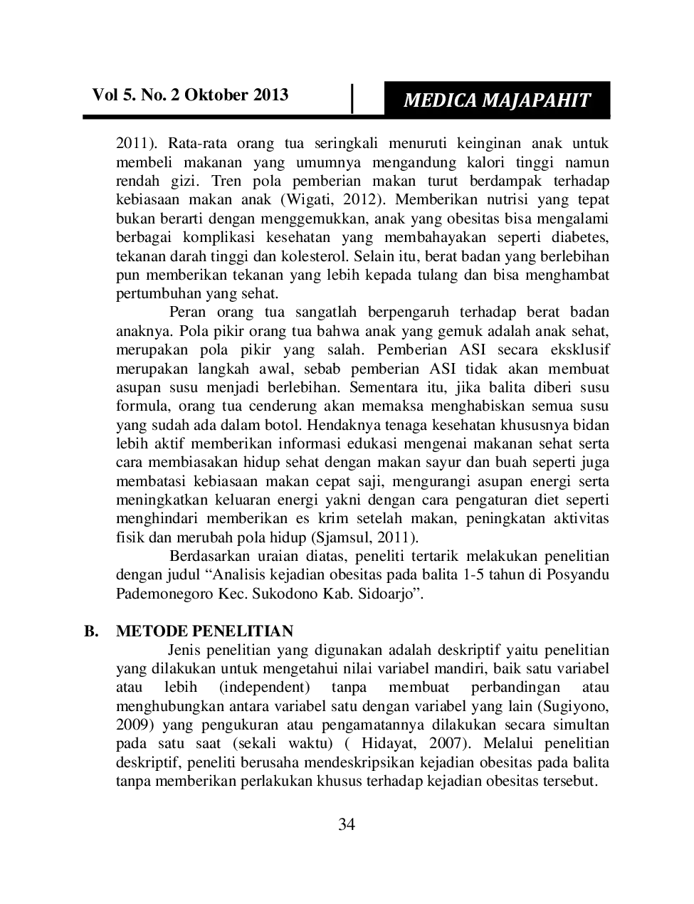 juris Analisis Kejadian Obesitas Pada Balita Di Posyandu Pademonegoro Kec Sukodono Kab Sidoarjo