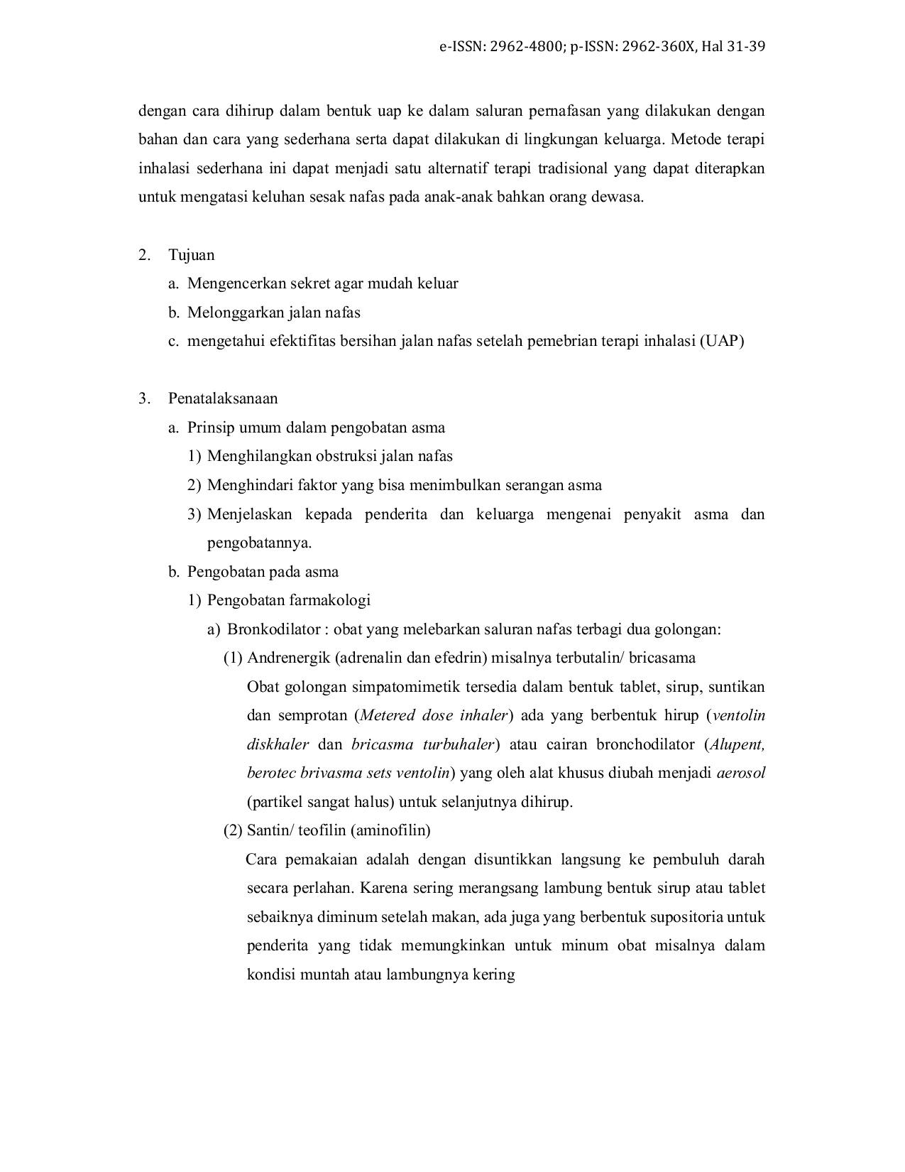 JURIS Penyuluhan Kesehatan Tentang Asma Di Desa Kampung Baru Kecamatan Tonjong Kabupaten Brebes