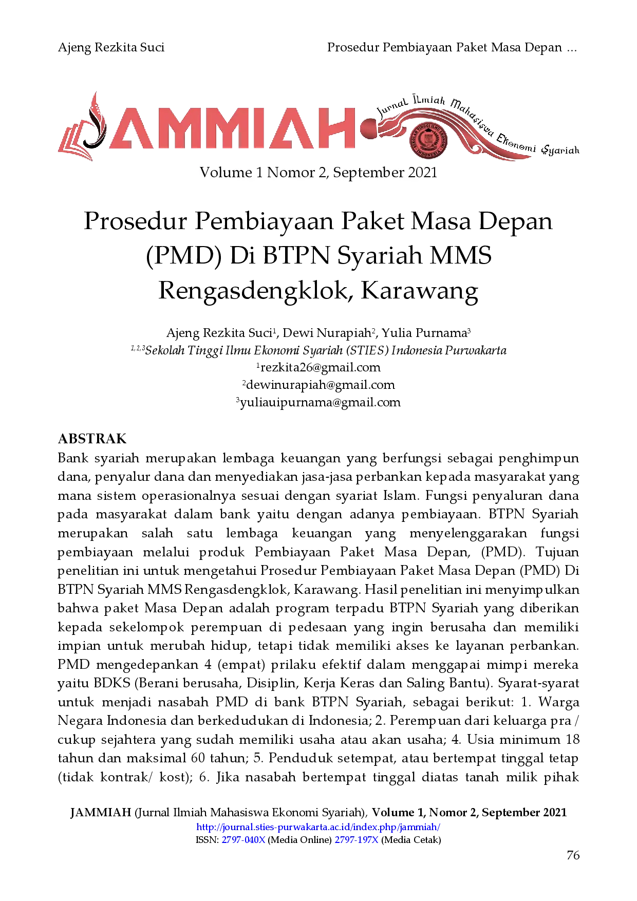 juris Prosedur Pembiayaan Paket Masa Depan PMD Di BTPN Syariah MMS Rengasdengklok Karawang