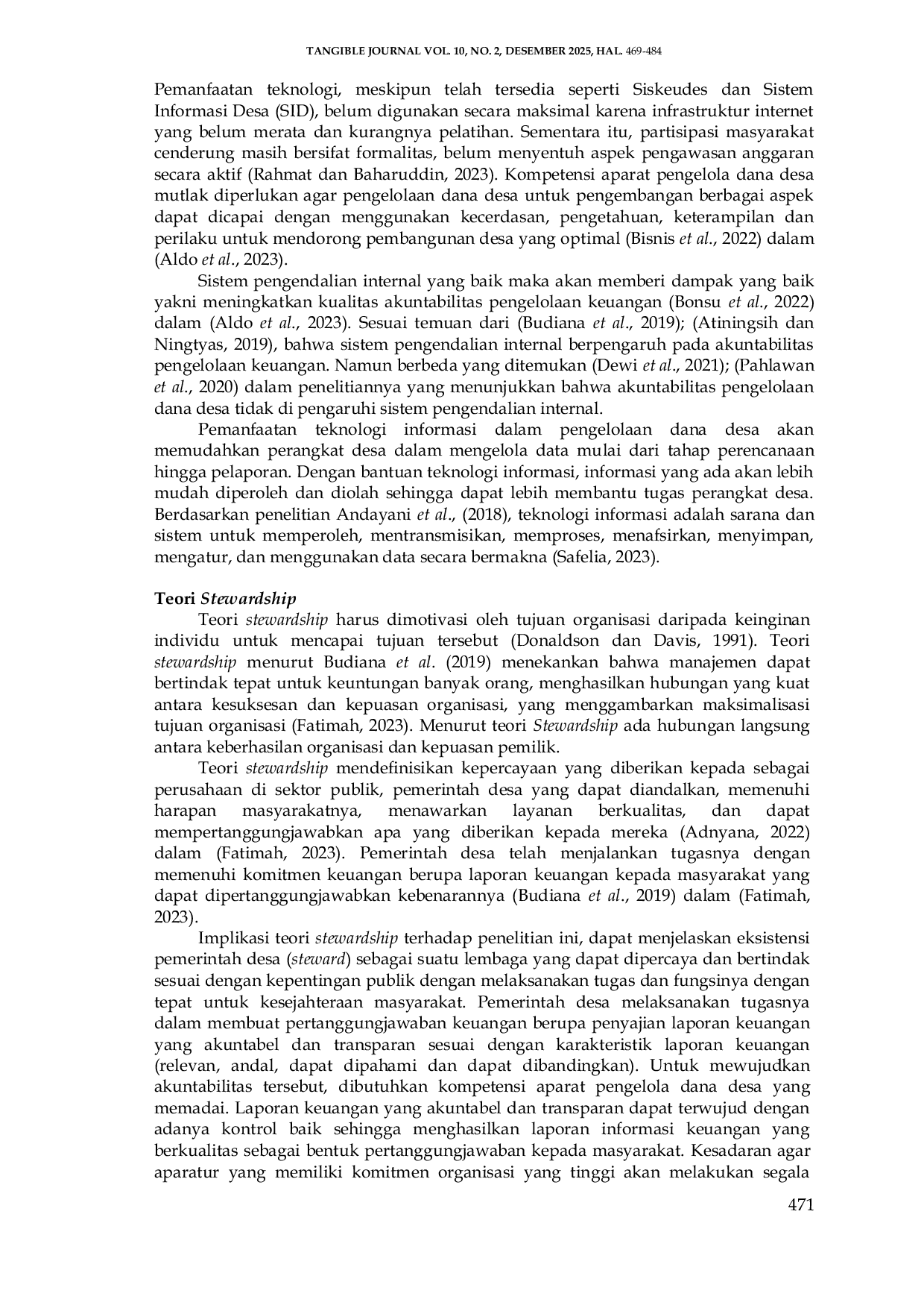 JURIS Pengaruh Kompetensi Aparatur Desa Pengendalian Internal dan Pemanfaatan Teknologi Informasi Terhadap Akuntabilitas Pengelolaan Dana Desa Di Kecamatan Galesong Kabupaten Takalar