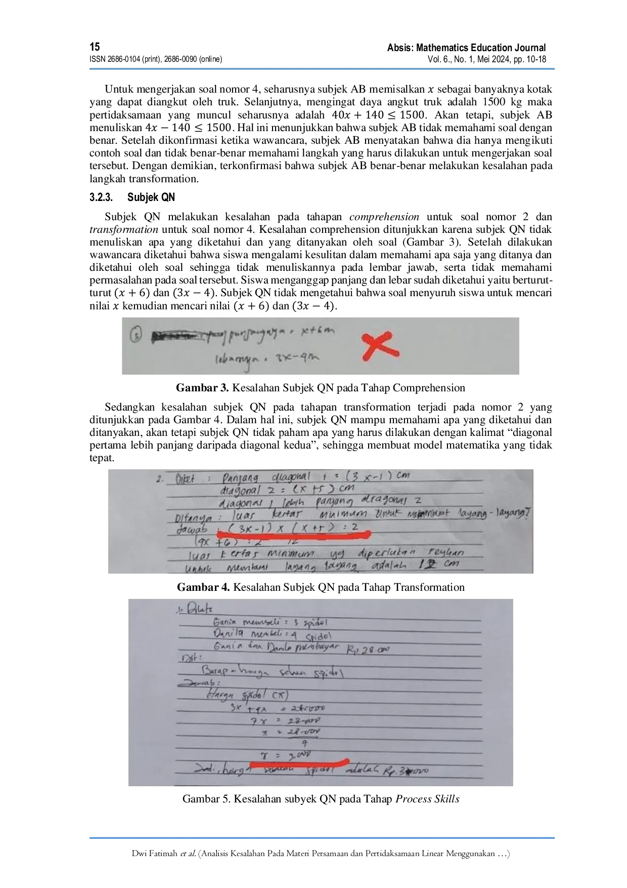 JURIS Analisis Kesalahan Pada Materi Persamaan dan Pertidaksamaan Linear Menggunakan Newmann Error Analysis