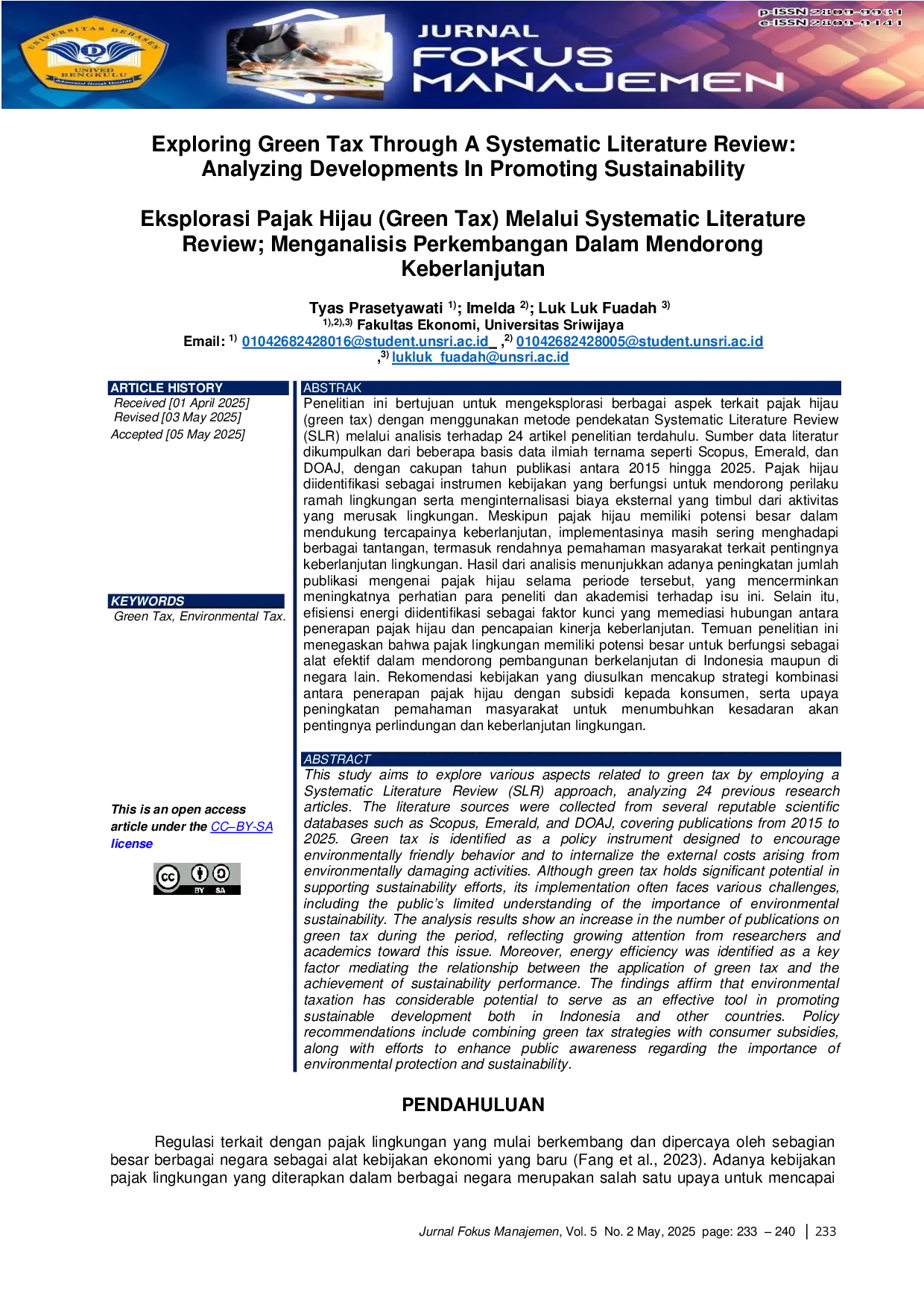 JURIS Exploring Green Tax Through A Systematic Literature Review Analyzing Developments In Promoting Sustainability