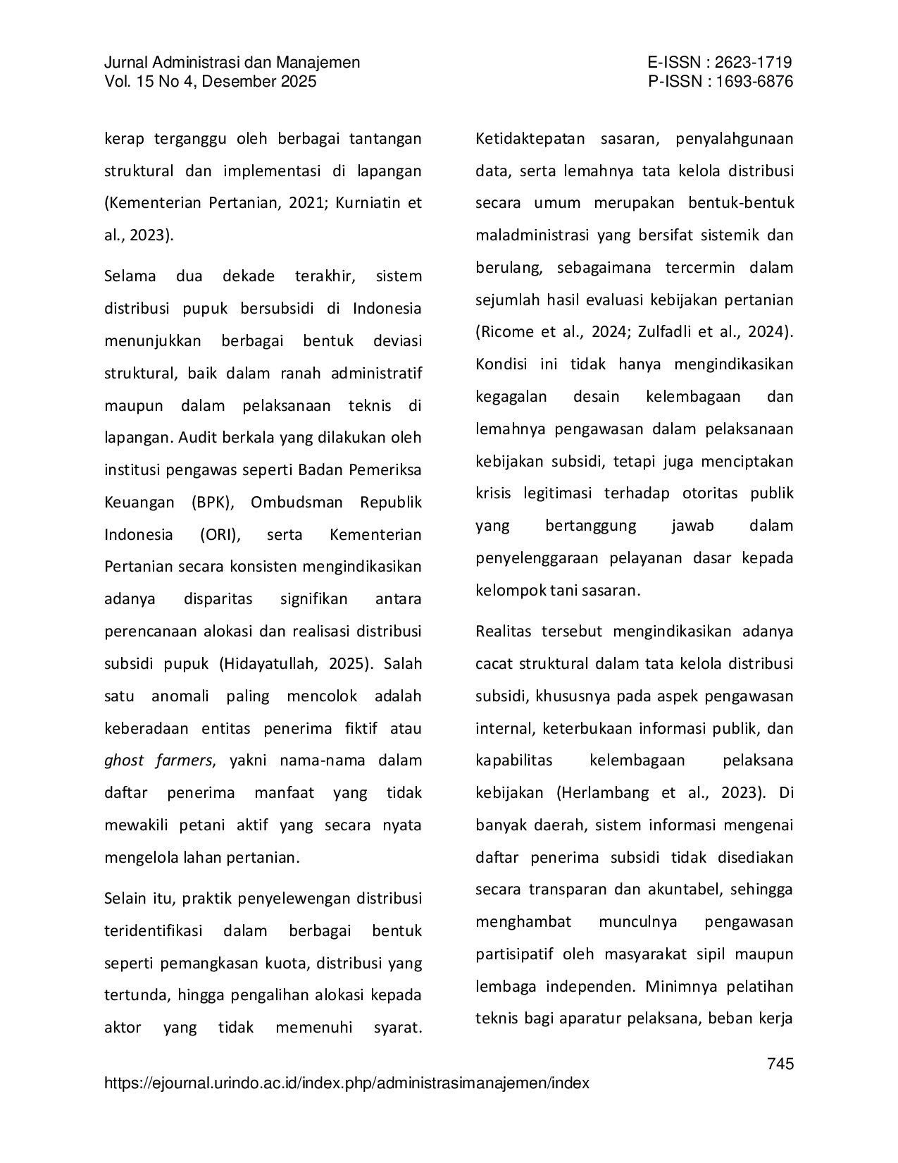 JURIS Optimalisasi Tata Kelola Pupuk Bersubsidi Strategi Pencegahan Maladministrasi Berbasis Analisis SWOT dan PESTEL