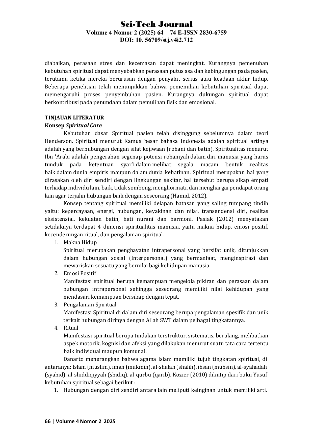 JURIS Analisis Masalah Spiritual Care pada Pasien