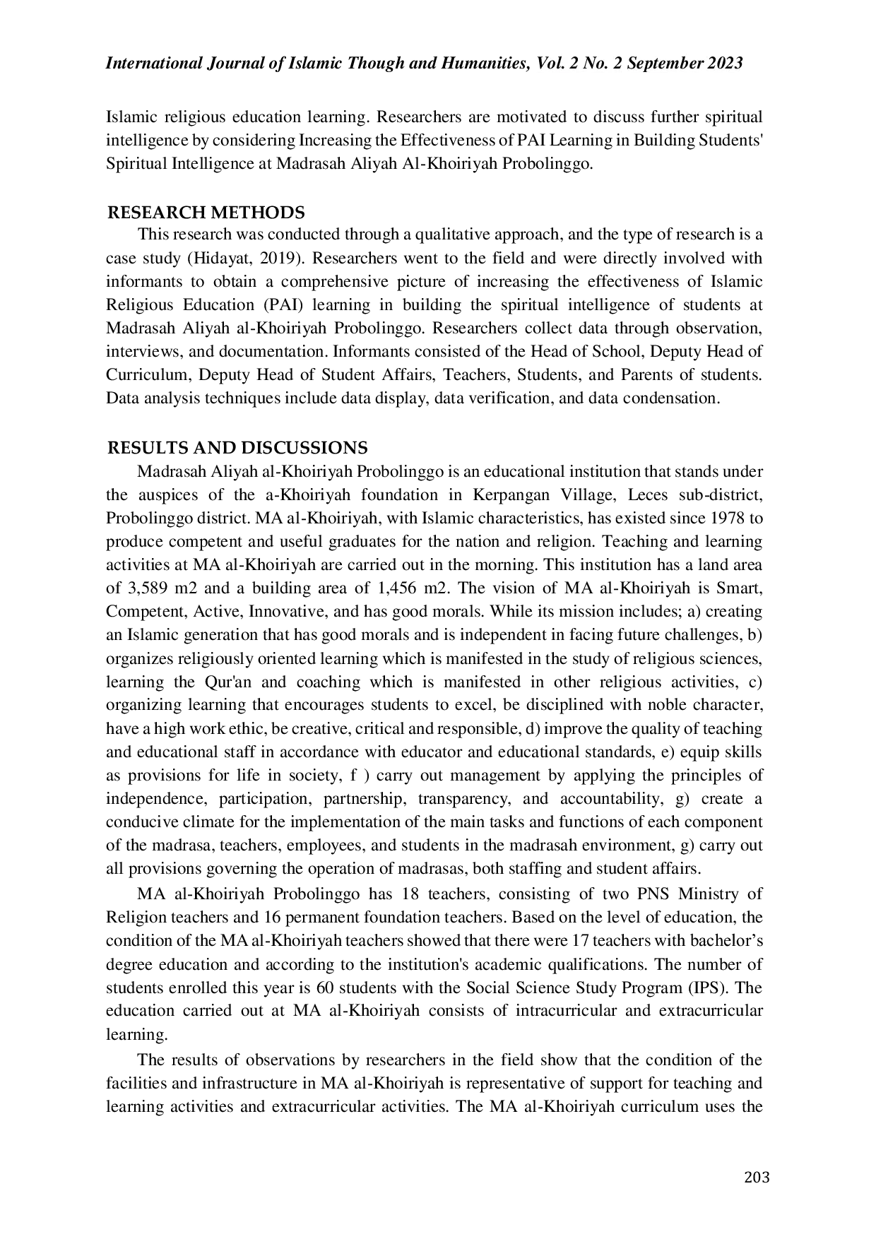 JURIS Increasing The Effectiveness of Islamic Religious Education Learning in Building Students s Spiritual Intelligence