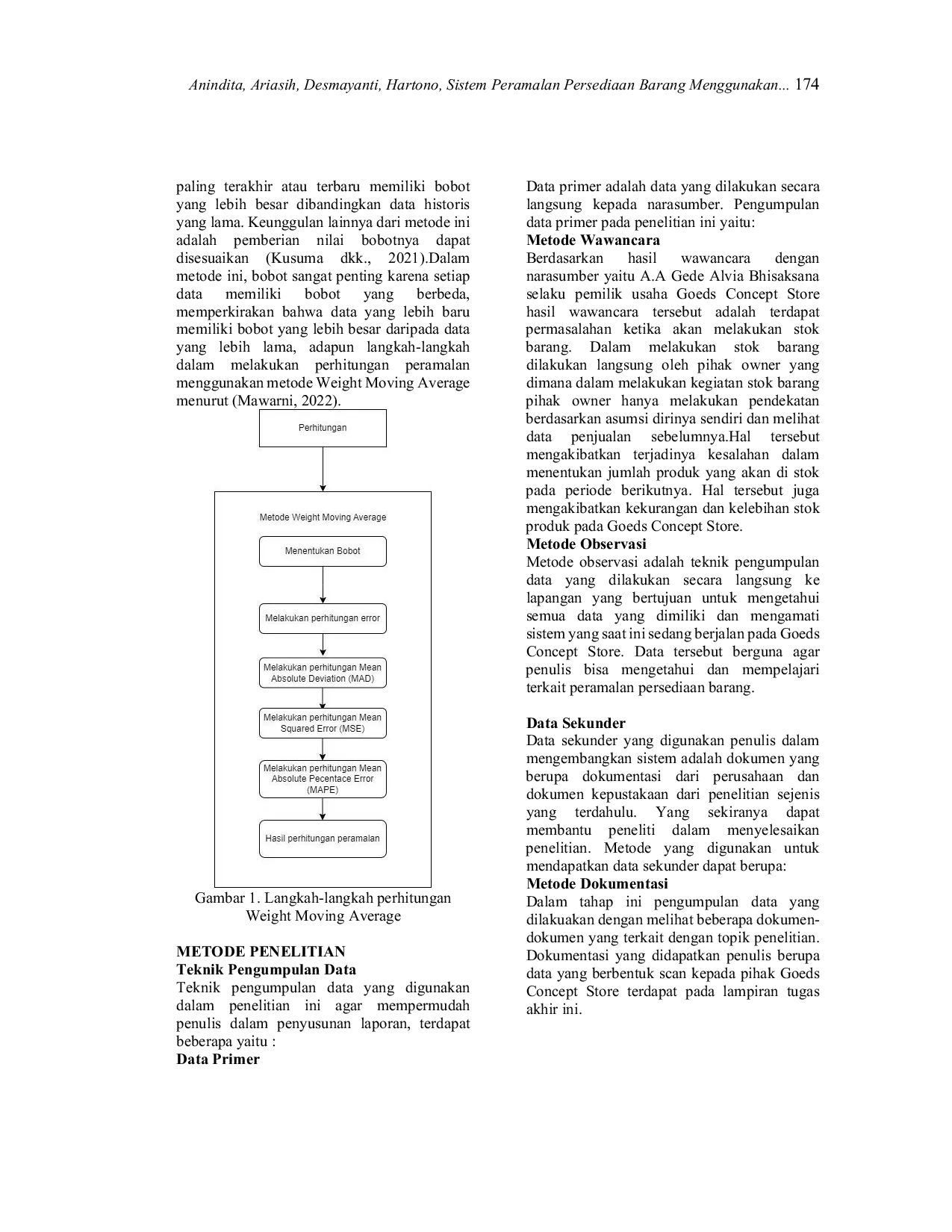 JURIS Sistem Peramalan Persediaan Barang Menggunakan Metode Weight Moving Average Studi Kasus Goeds Concept Store