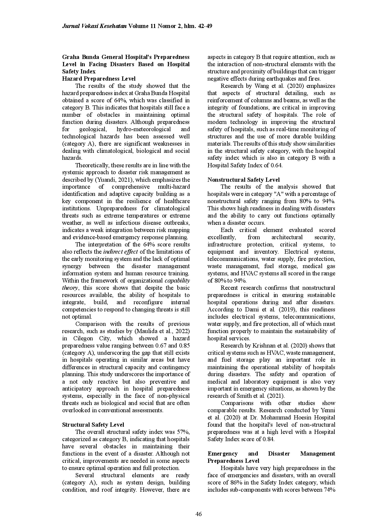 juris Identifikasi Kesiapsiagaan Di Rumah Sakit Umum Graha Bunda Dalam Menghadapi Bencana Berdasarkan Indeks Keselamatan Rumah Sakit