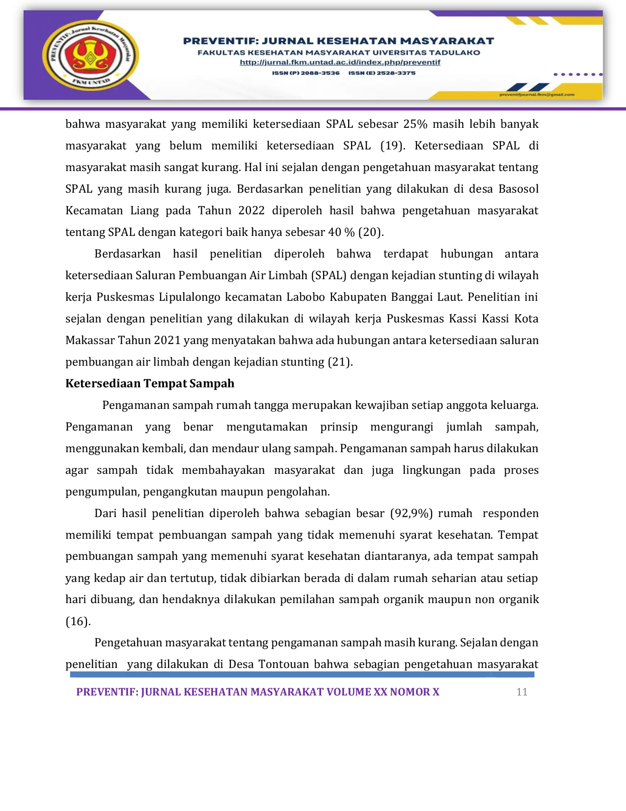 JURIS Hubungan Sanitasi Dasar Dengan Kejadian Stunting di Wilayah Kerja Puskesmas Lipulalongo Kabupaten Banggai Laut