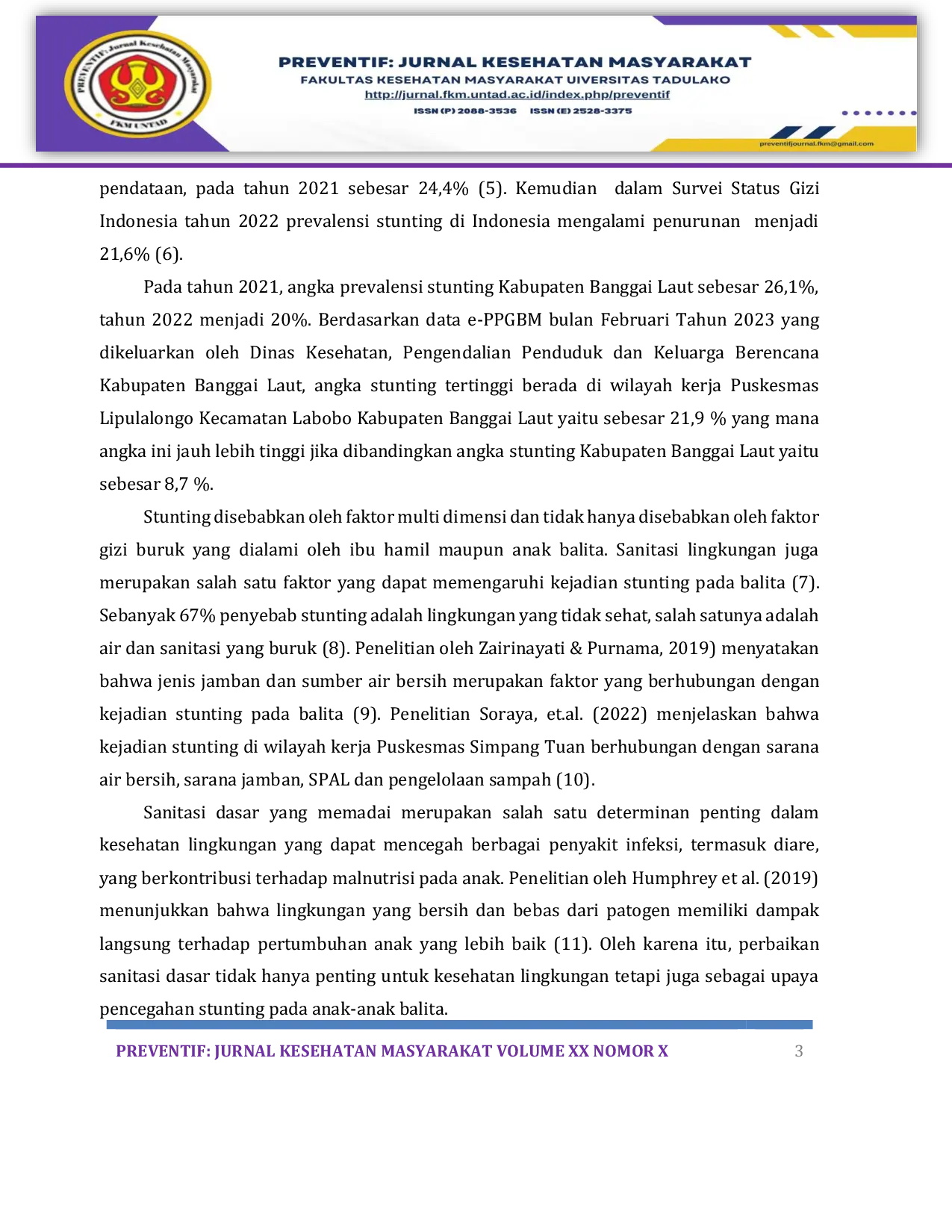 JURIS Hubungan Sanitasi Dasar Dengan Kejadian Stunting di Wilayah Kerja Puskesmas Lipulalongo Kabupaten Banggai Laut