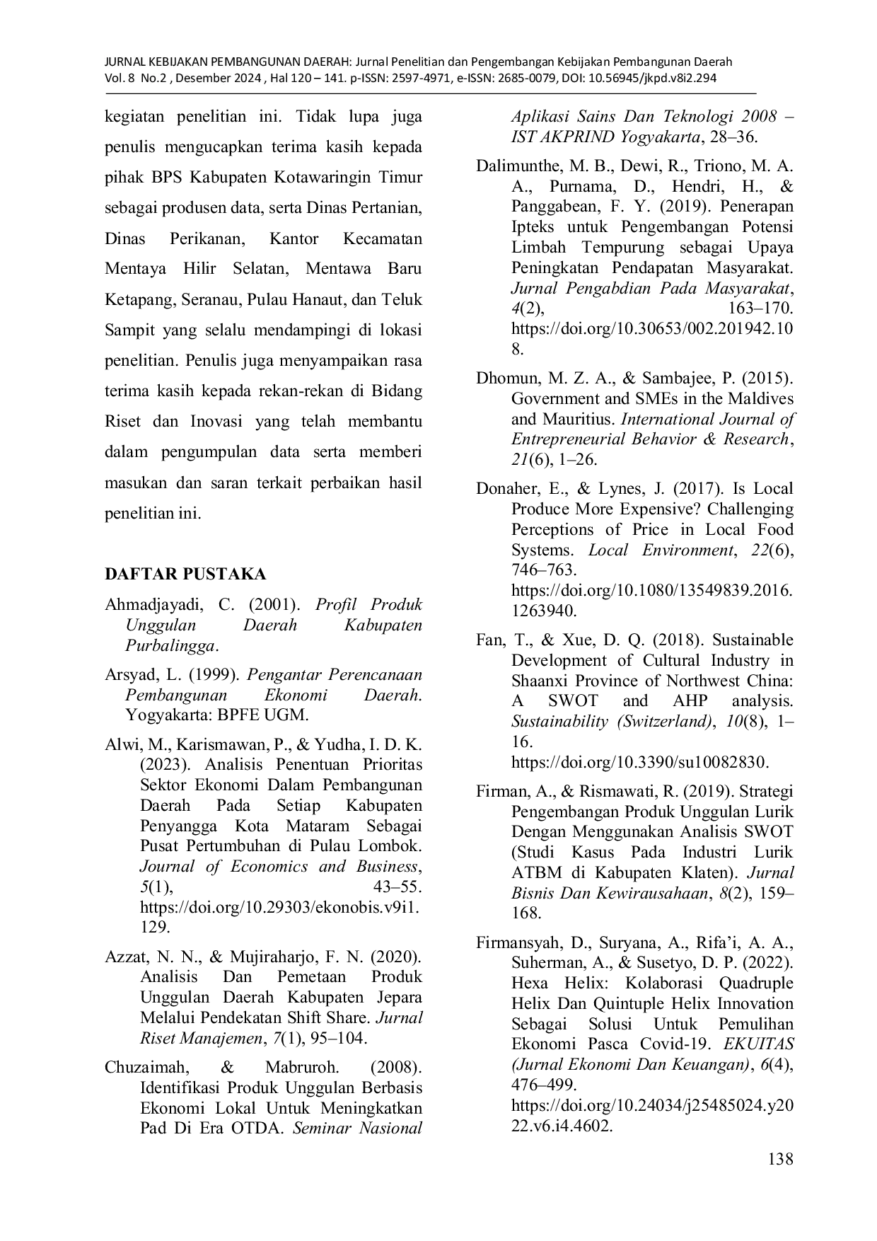 JURIS Identifikasi dan Penentuan Produk Unggulan Daerah Kabupaten Kotawaringin Timur