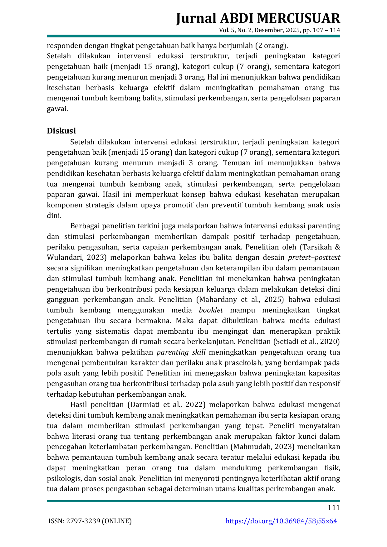 JURIS Pendidikan Kesehatan Berbasis Keluarga Untuk Optimalisasi Stimulasi Perkembangan Anak Usia Dini Di Tengah Era Digital