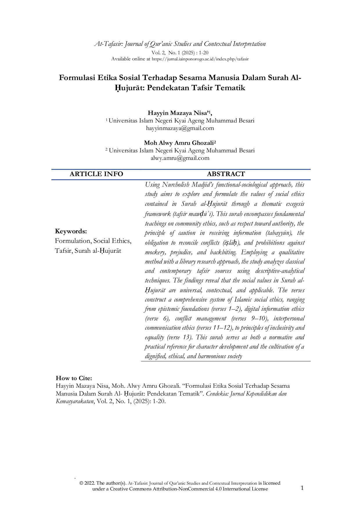 JURIS Formulasi Etika Sosial Terhadap Sesama Manusia Dalam Surah Al ujurAt Pendekatan Tematik