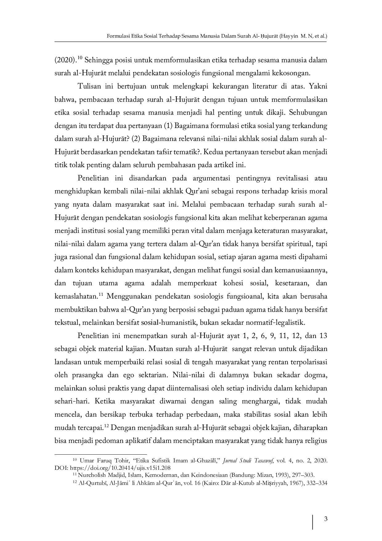 JURIS Formulasi Etika Sosial Terhadap Sesama Manusia Dalam Surah Al ujurAt Pendekatan Tematik