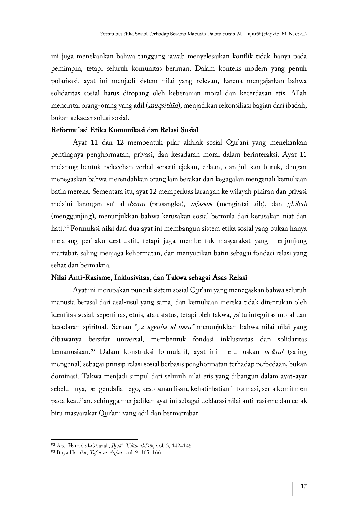 JURIS Formulasi Etika Sosial Terhadap Sesama Manusia Dalam Surah Al ujurAt Pendekatan Tematik