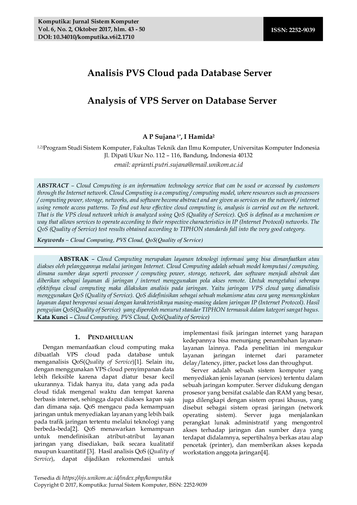 JURIS Analisis PVS Cloud pada Database Server