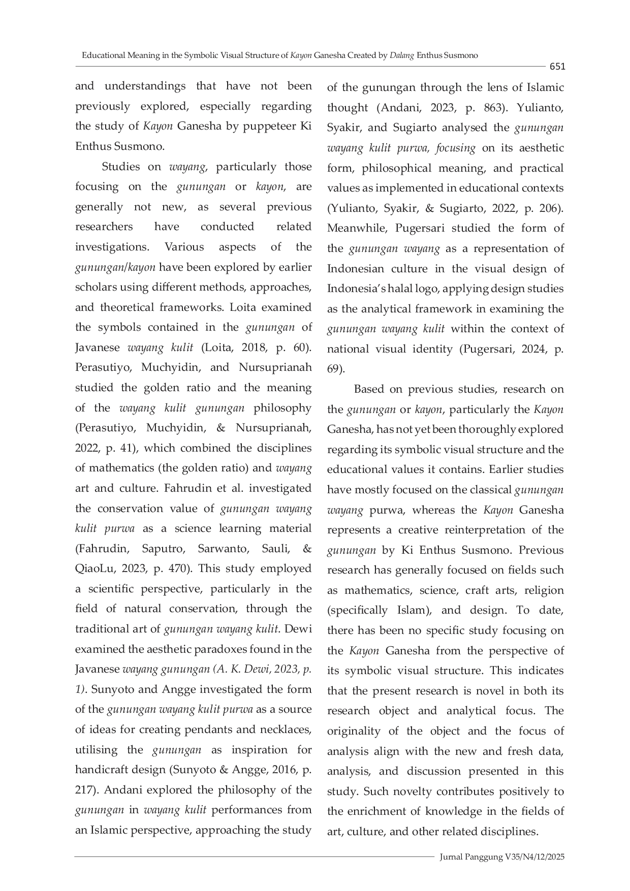 JURIS Educational Meaning in the Symbolic Visual Structure of Kayon Ganesha Created by Dalang Enthus Susmono