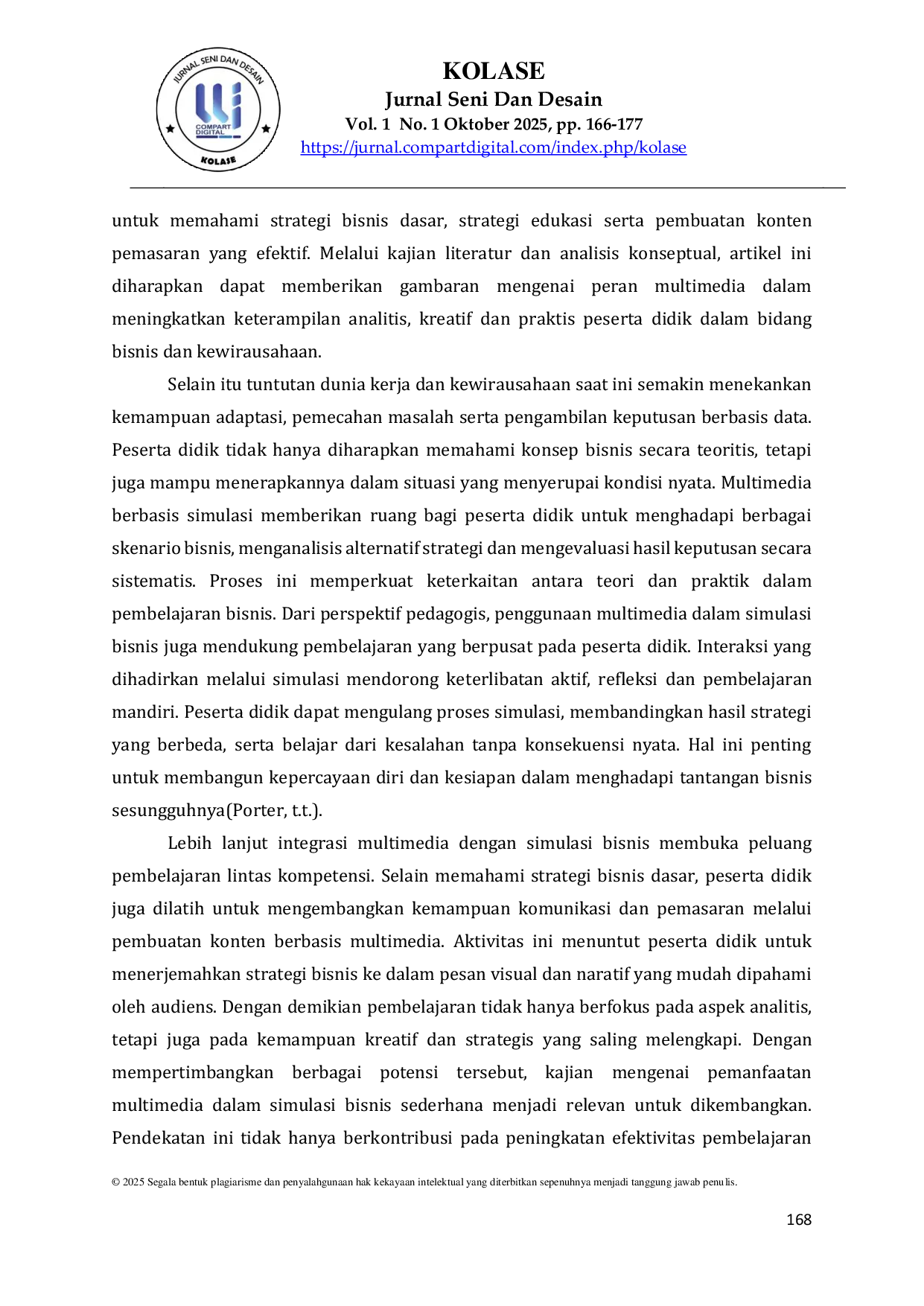 JURIS Pemanfaatan Multimedia Dalam Simulasi Bisnis Sederhana Untuk Analisis Strategi Dan Pengembangan Konten Pemasaran Edukatif