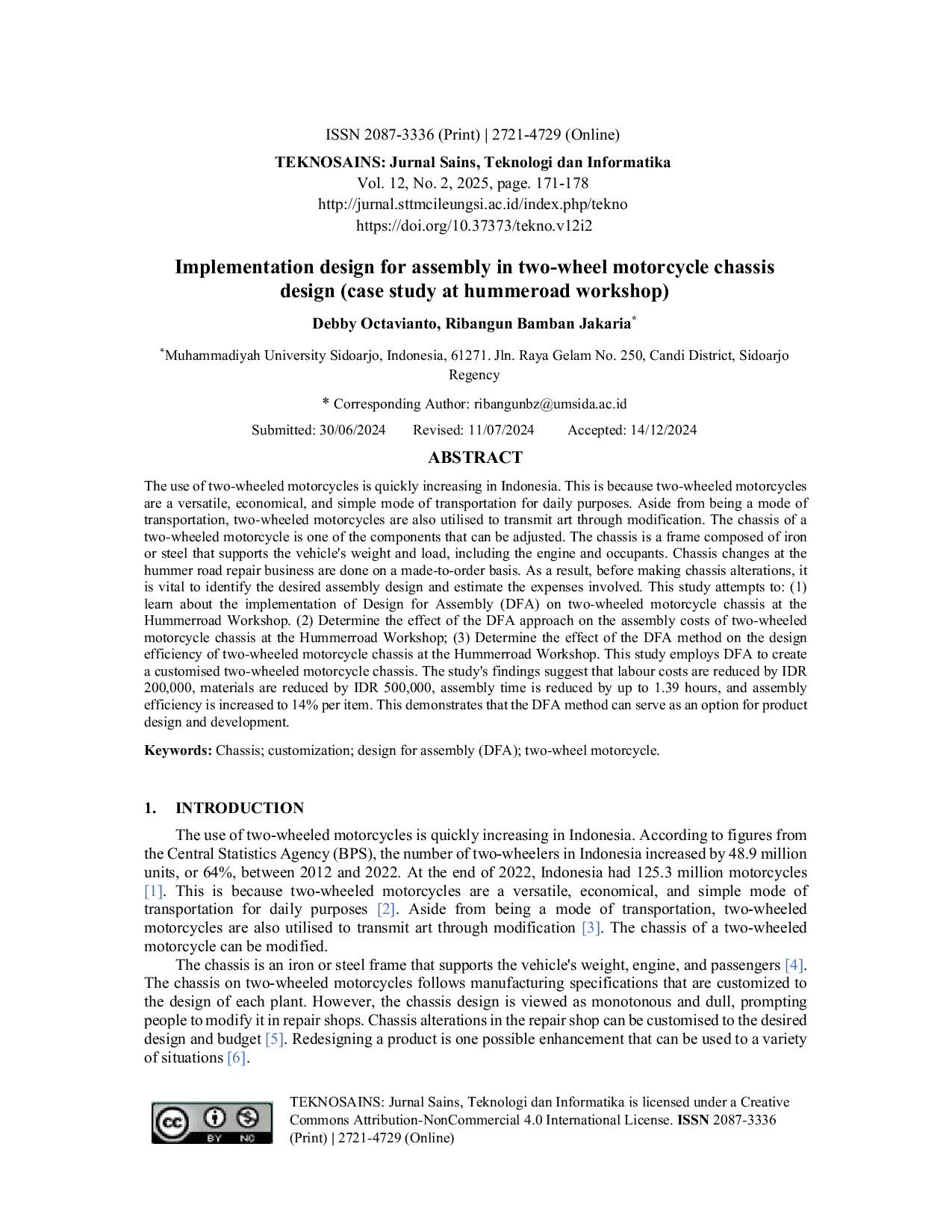 JURIS Implementation Design for Assembly in Two Wheel Motorcycle Chassis Design Case Study at Hummeroad Workshop