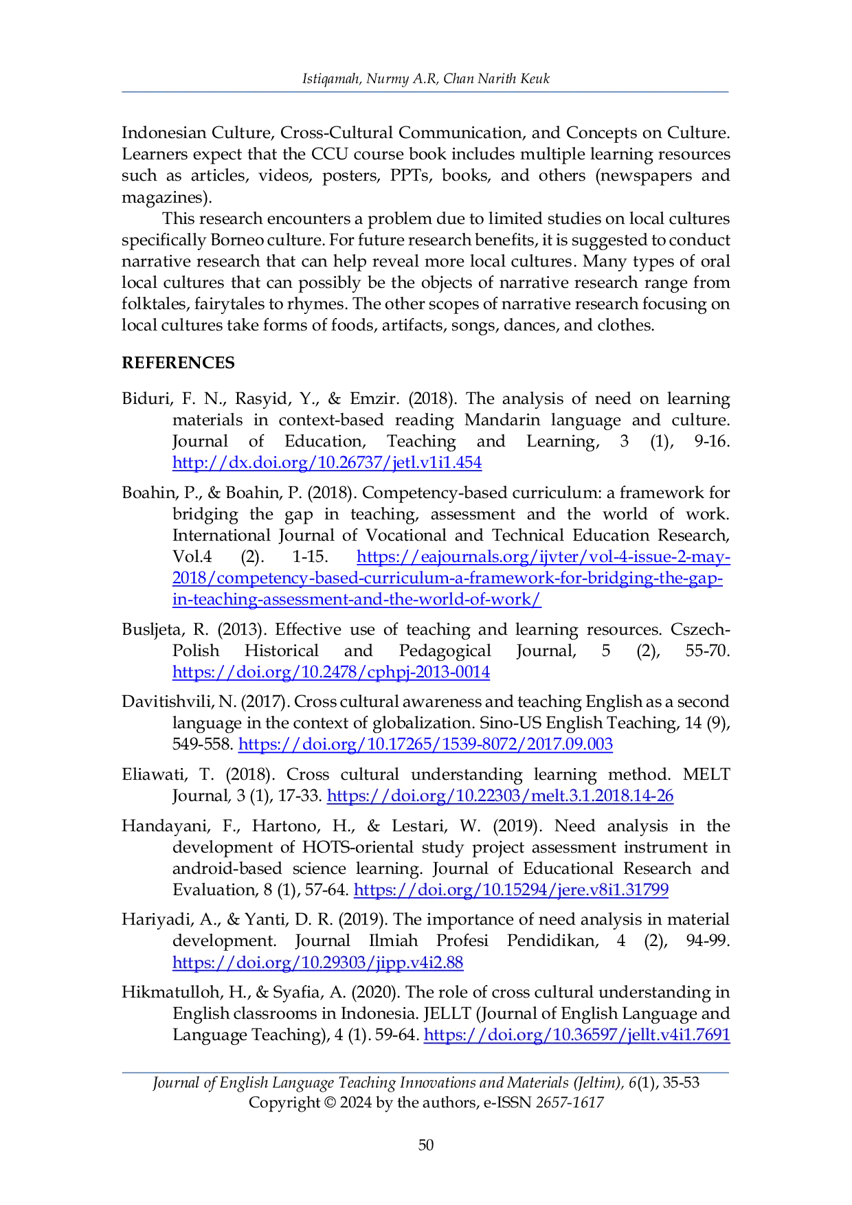 JURIS Three Partite Need Analysis to Design Crosscultural Coursebook for Islamic Higher Education Mixed Method