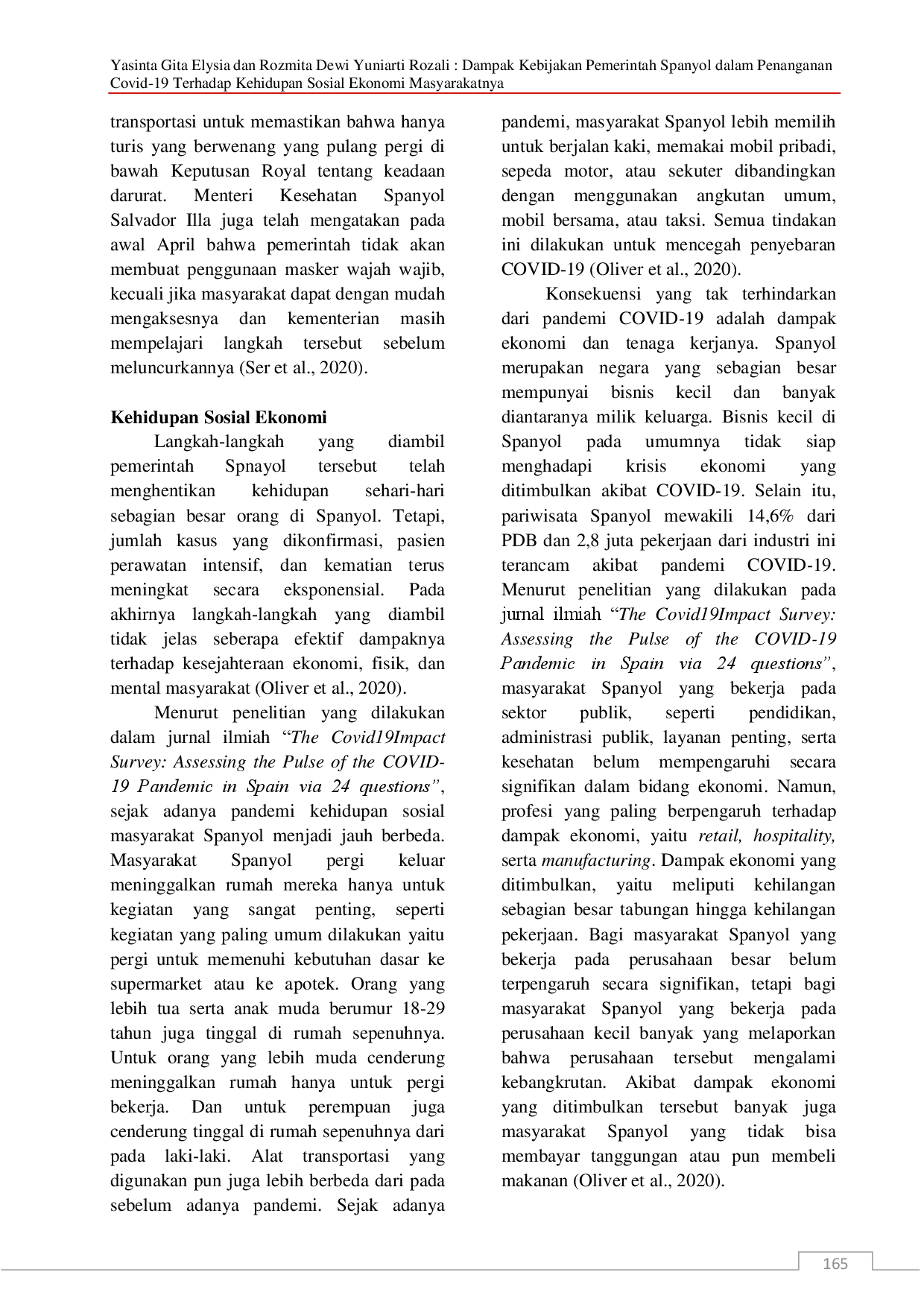 juris Dampak Kebijakan Pemerintah Spanyol dalam Penanganan Covid 19 terhadap Kehidupan Sosial Ekonomi Masyarakatnya