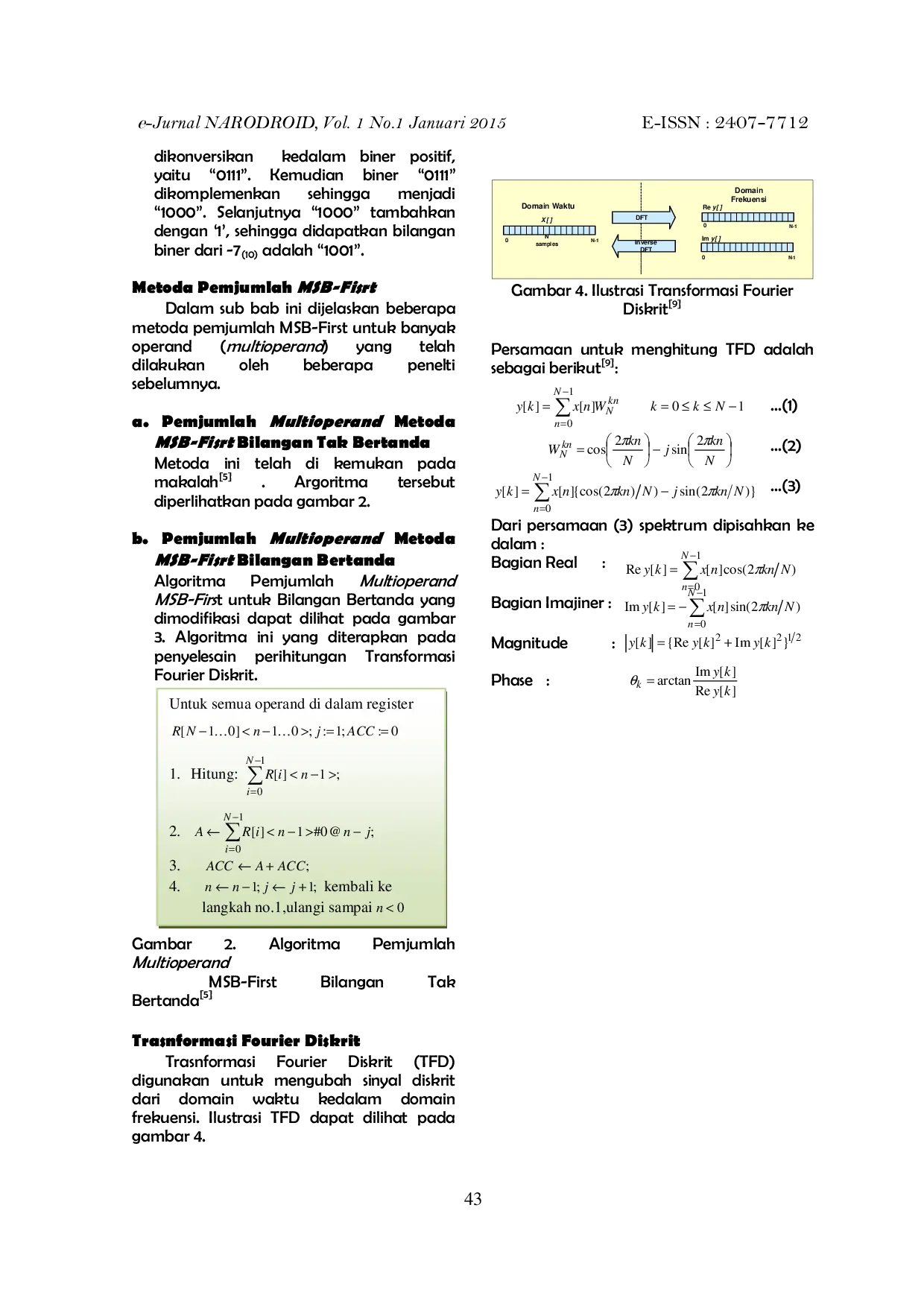 JURIS Desain Dan Simulasi Perangkat Keras Multioperand Msb First Adder Bilangan Bertanda Menggunakan Vhdl