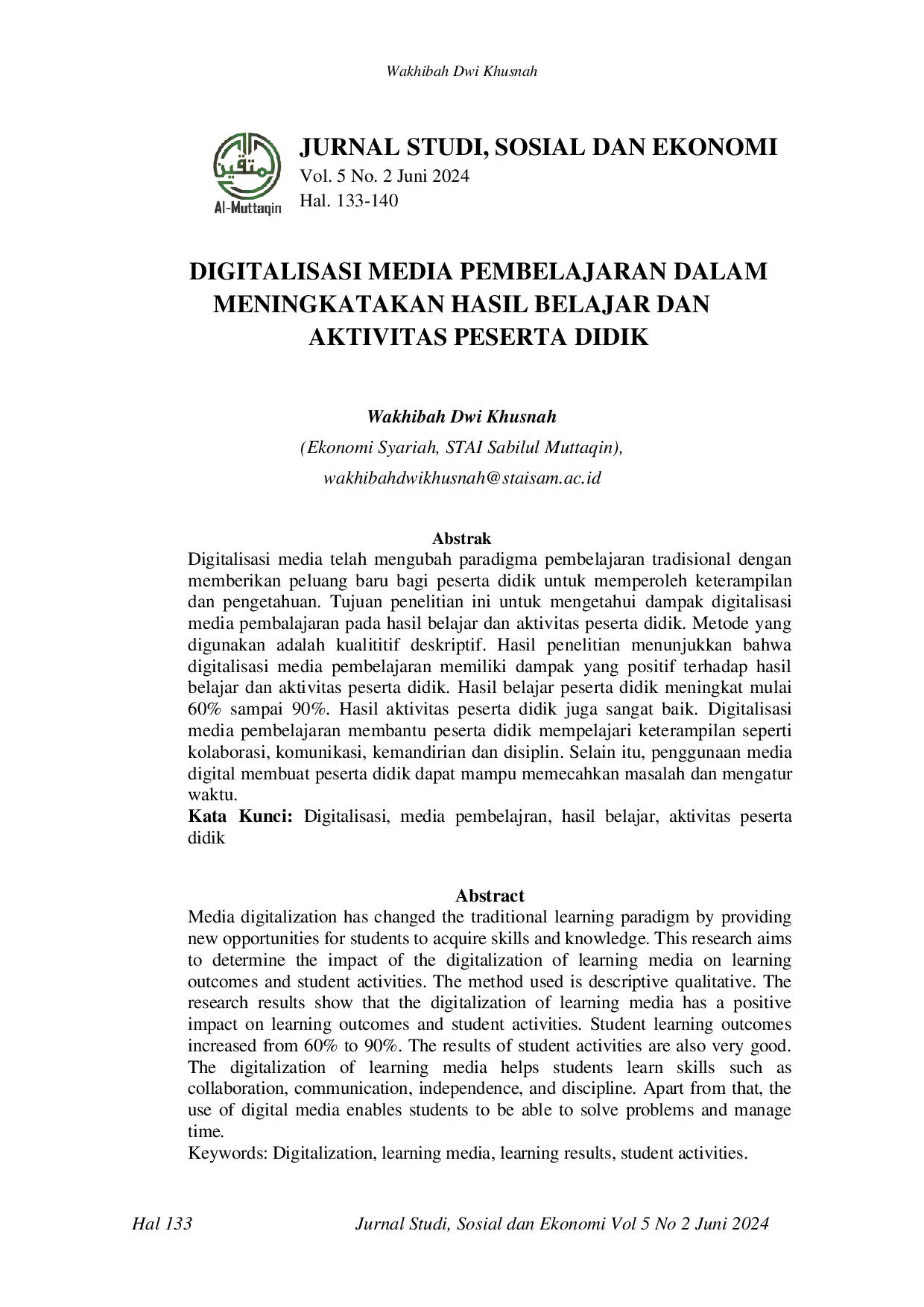 juris Digitalisasi Media Pembelajaran dalam Meningkatakan Hasil Belajar dan Aktivitas Peserta Didik