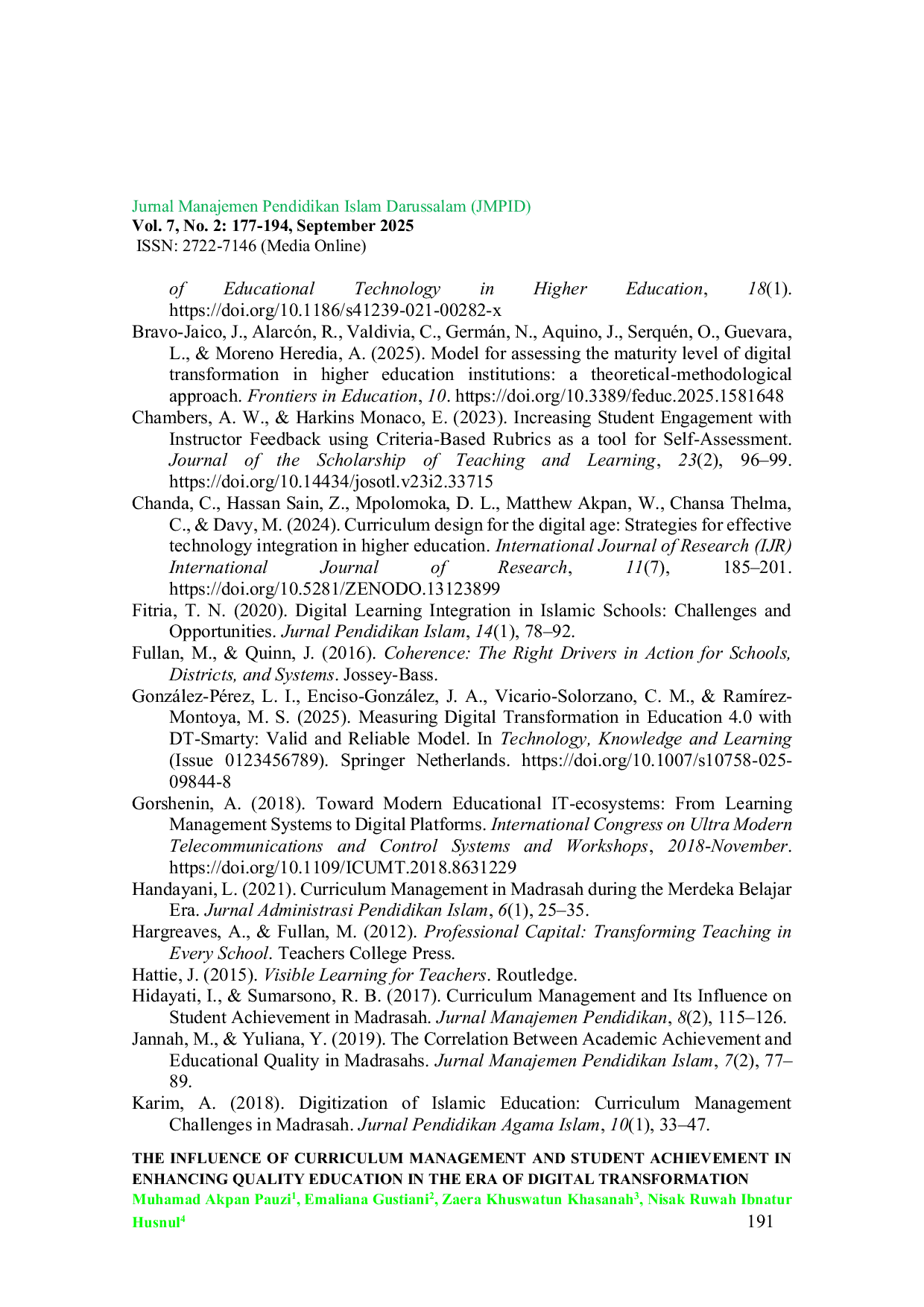 JURIS The Influence Of Curriculum Management And Student Achievement In Enhancing Quality Education In The Era Of Digital Transformation