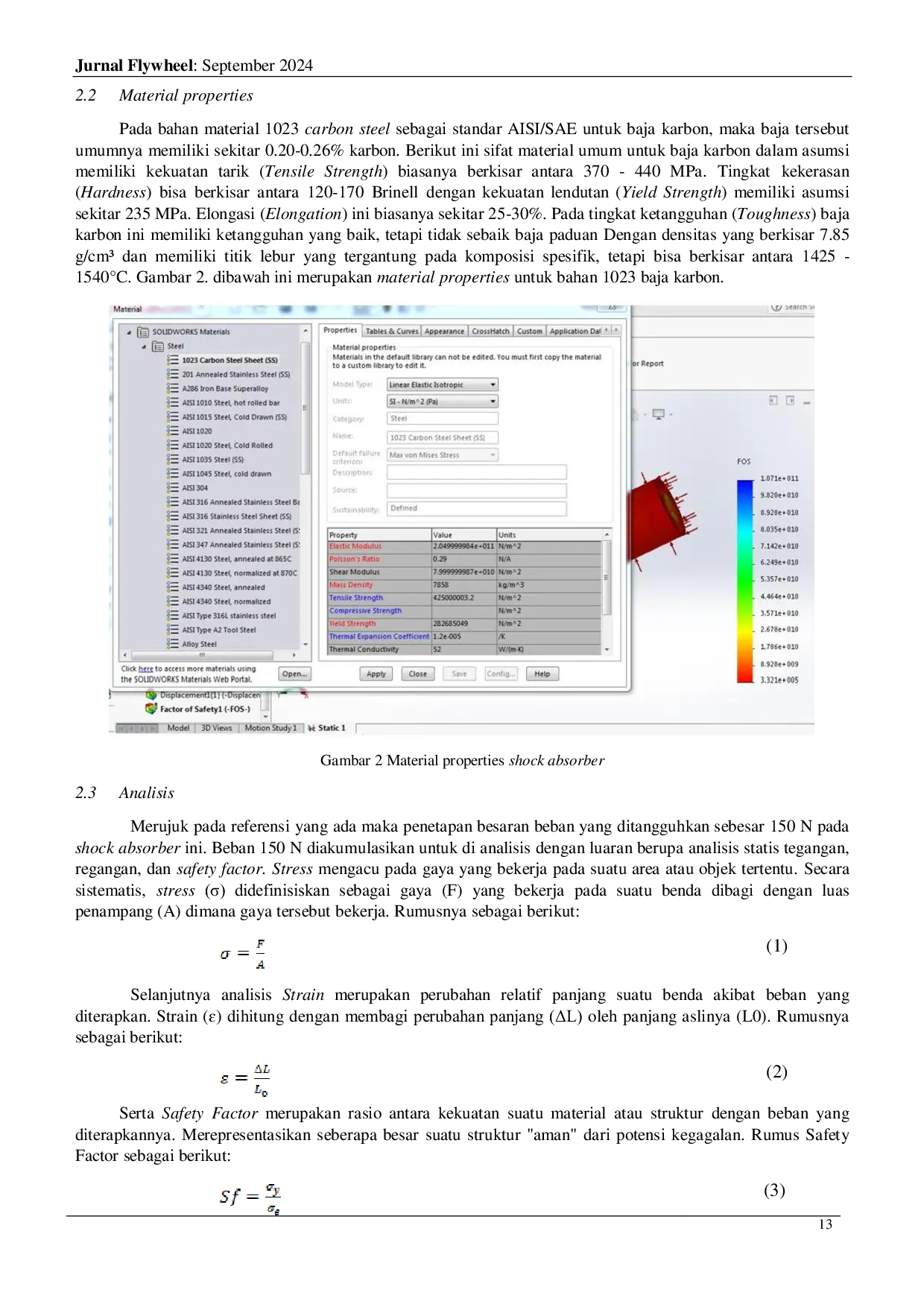 JURIS Analisis Shaft Piston Rod Shock Absorber dengan Material Baja Karbon Menggunakan Finite Element Method