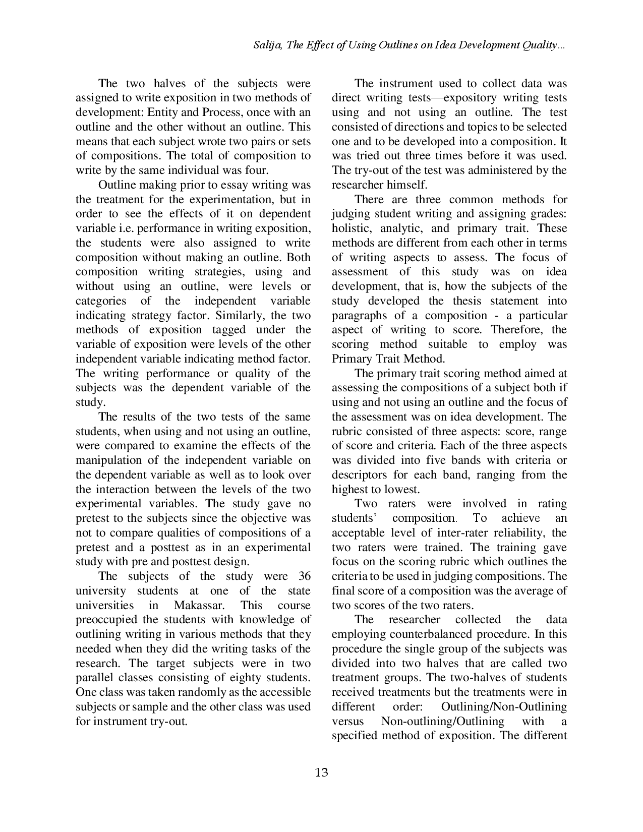 juris The Effect Of Using Outlines On Idea Development Quality Of Students Essay Writings