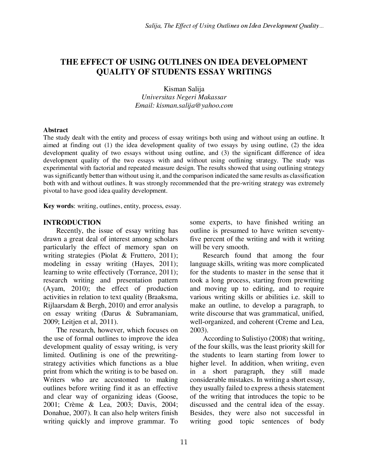 juris The Effect Of Using Outlines On Idea Development Quality Of Students Essay Writings