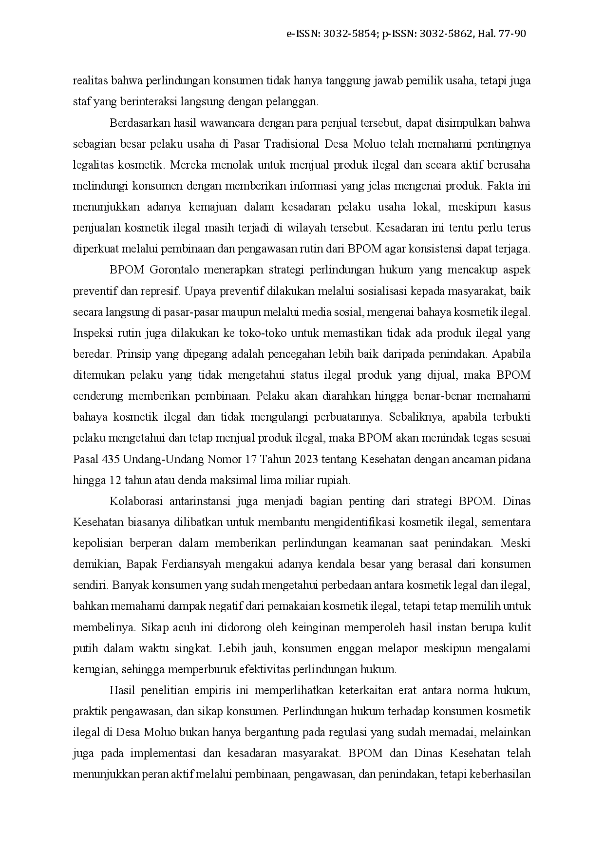 juris Perlindungan Konsumen terhadap Peredaran Kosmetik Ilegal di Pasar Tradisional Desa Moluo Gorontalo Utara