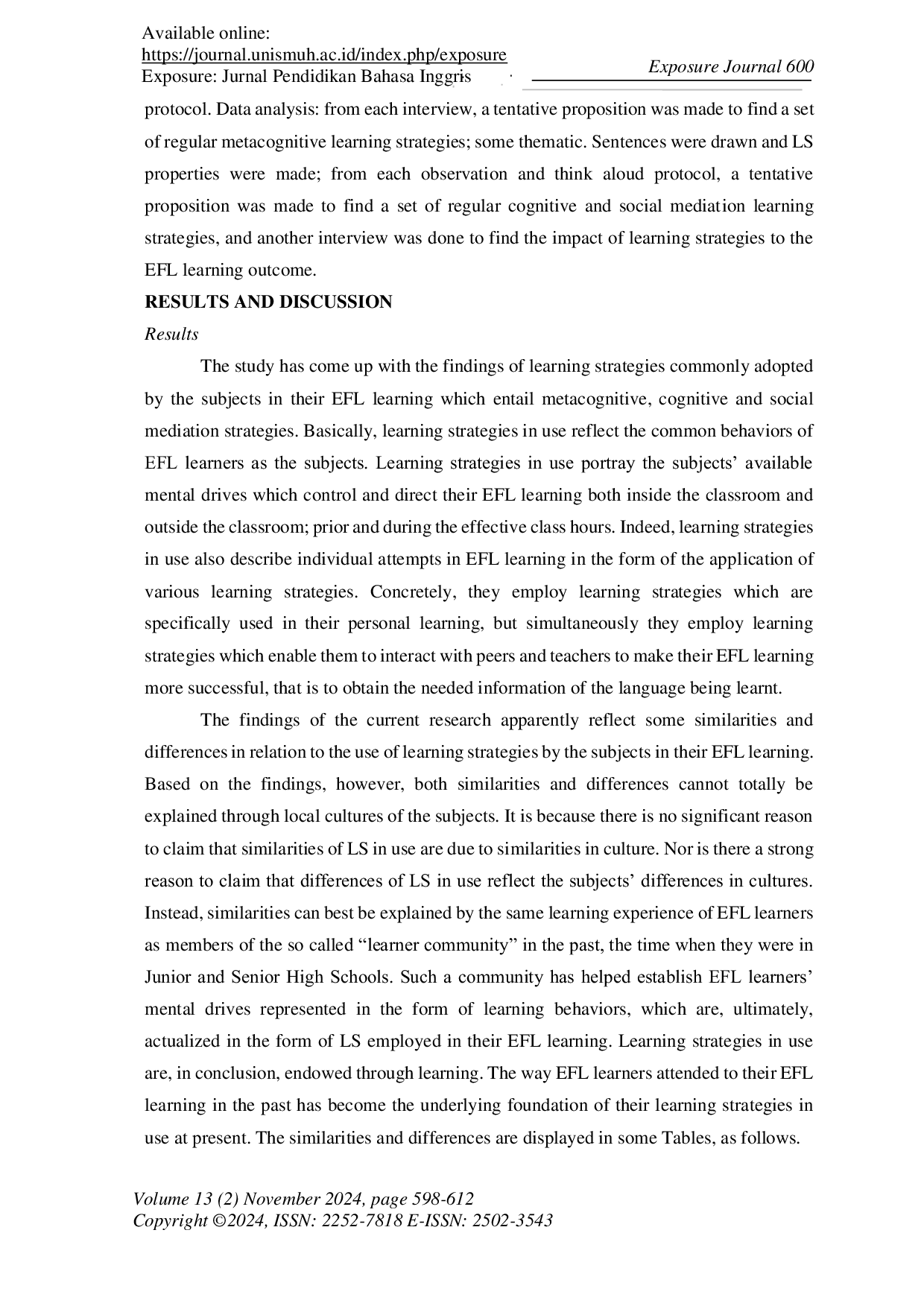 JURIS Learning Strategies Across Cultures of EFL Learners Residing in East Nusa Tenggara Province