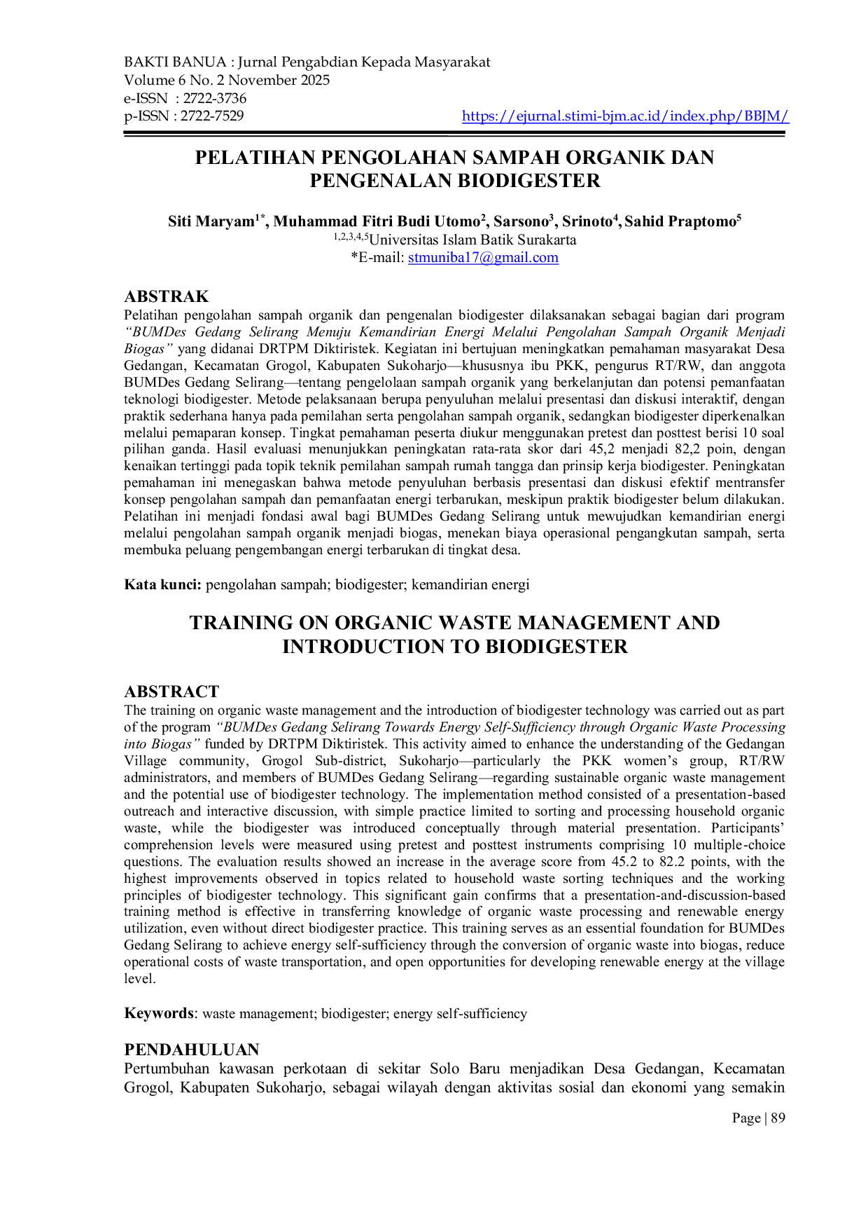 JURIS Pelatihan Pengolahan Sampah Organik Dan Pengenalan Biodigester