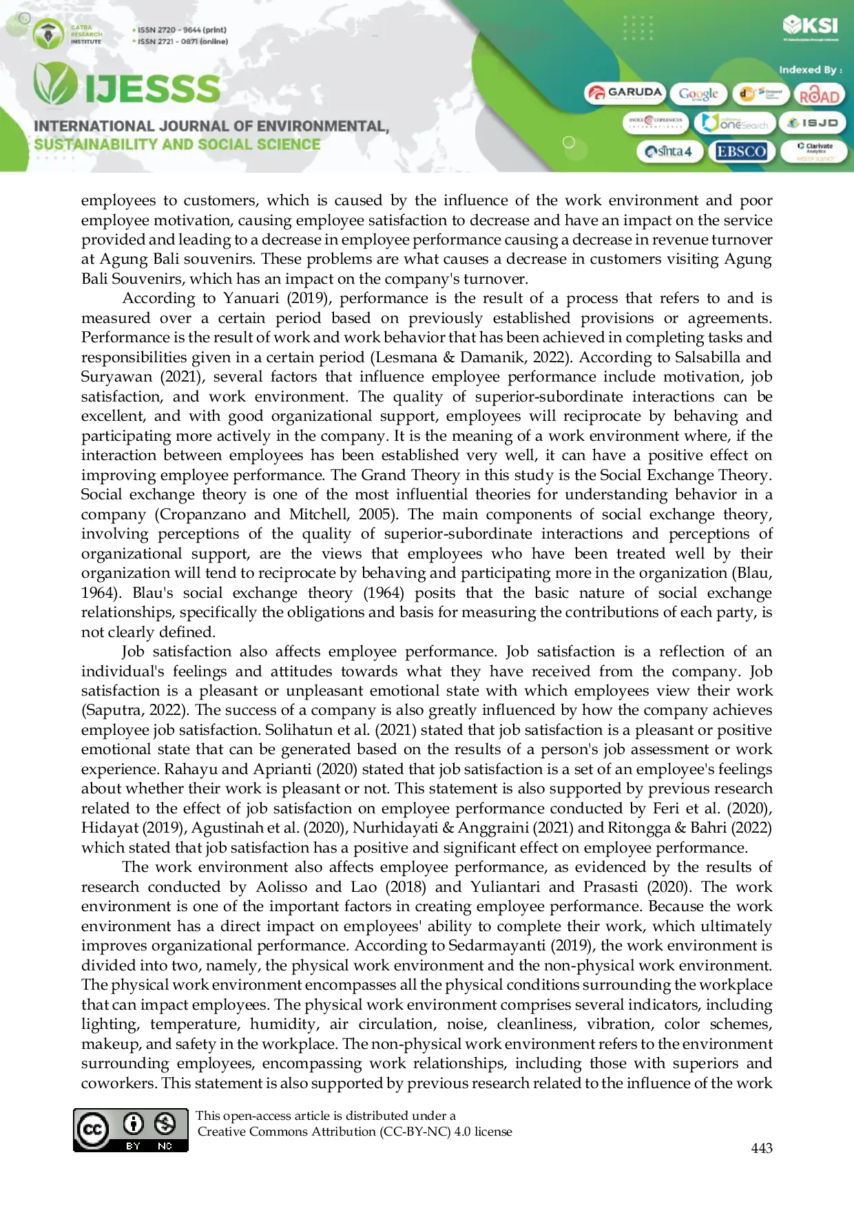 JURIS The Role of Job Satisfaction in Mediating the Influence of Work Environment and Work Motivation on Employee Performance at Agung Bali Souvenirs in Badung Bali