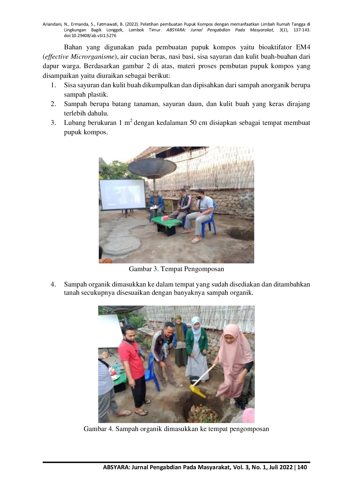 JURIS Pelatihan Pembuatan Pupuk Kompos Dengan Memanfaatkan Limbah Rumah Tangga di Lingkungan Bagik Longgek Lombok Timur