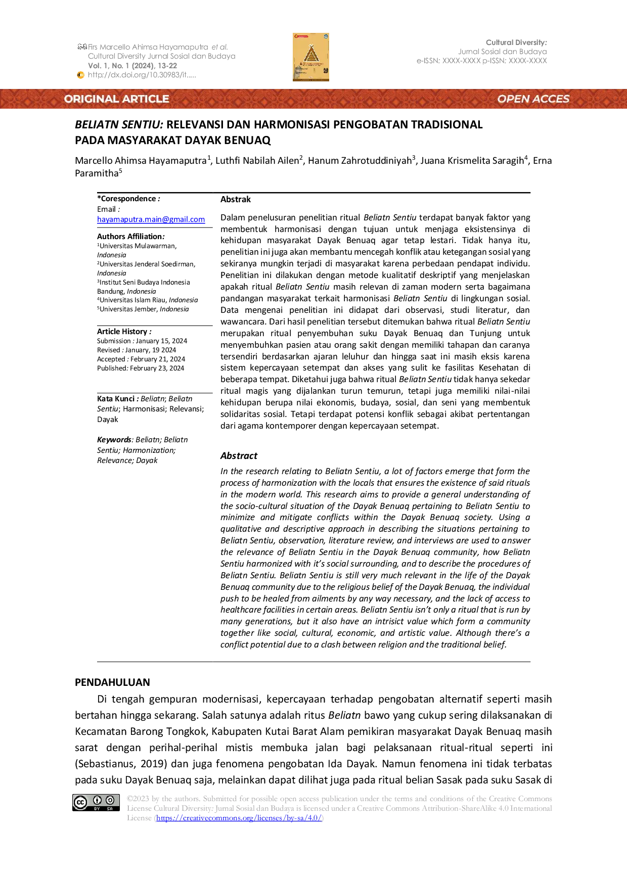 JURIS Beliatn Sentiu Relevansi Dan Harmonisasi Pengobatan Tradisional Pada Masyarakat Dayak Benuaq