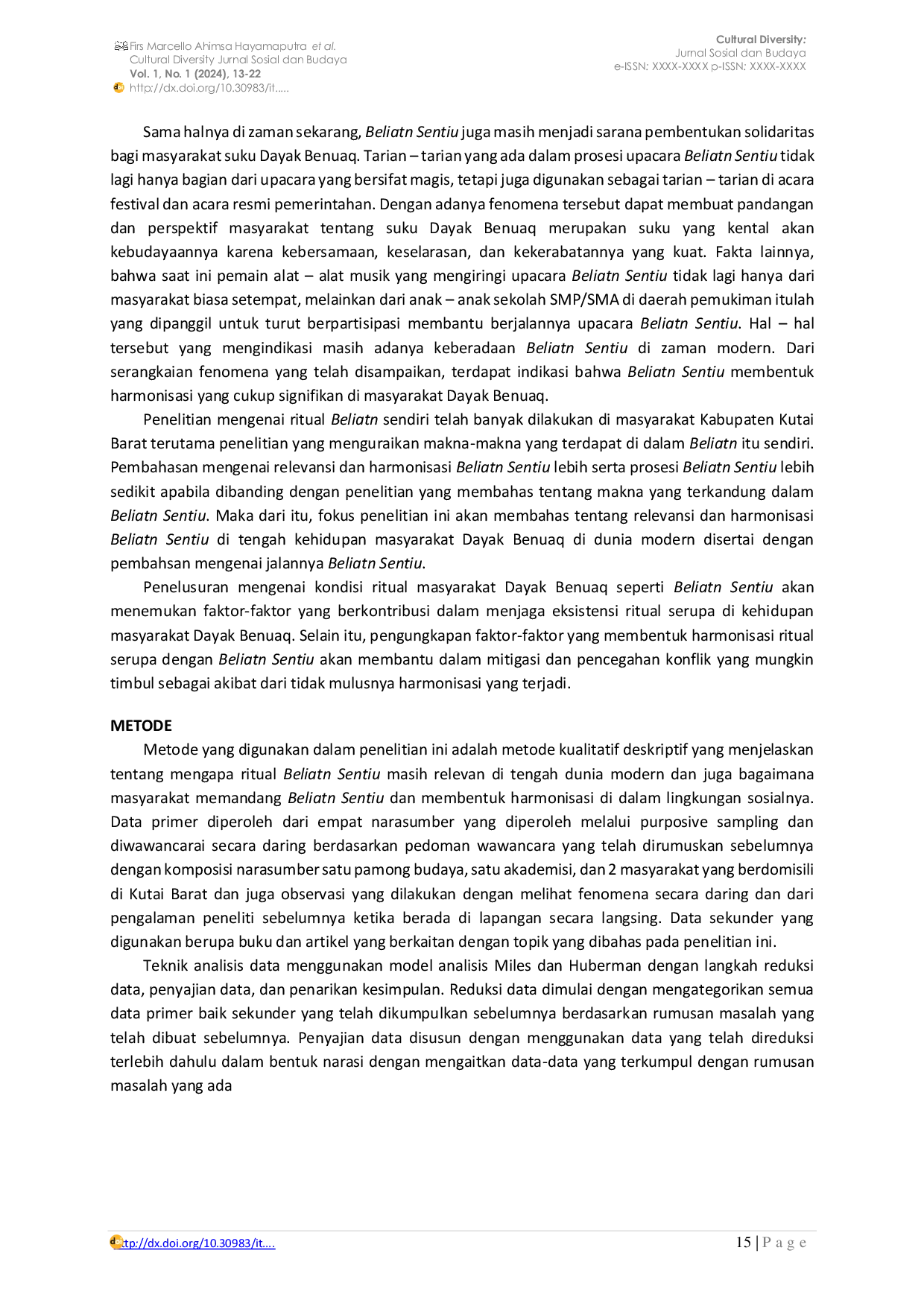 JURIS Beliatn Sentiu Relevansi Dan Harmonisasi Pengobatan Tradisional Pada Masyarakat Dayak Benuaq