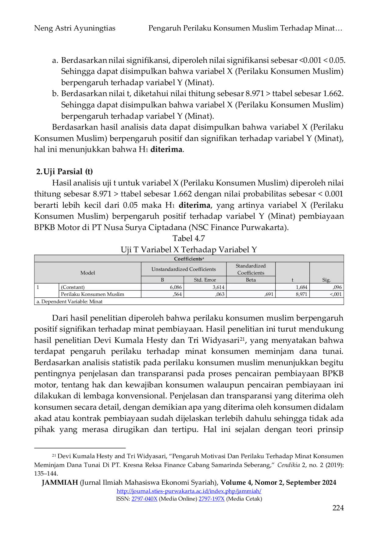 JURIS Pengaruh Perilaku Konsumen Muslim Terhadap Minat Pembiayaan BPKB Motor di PT Nusa Surya Ciptadana Purwakarta