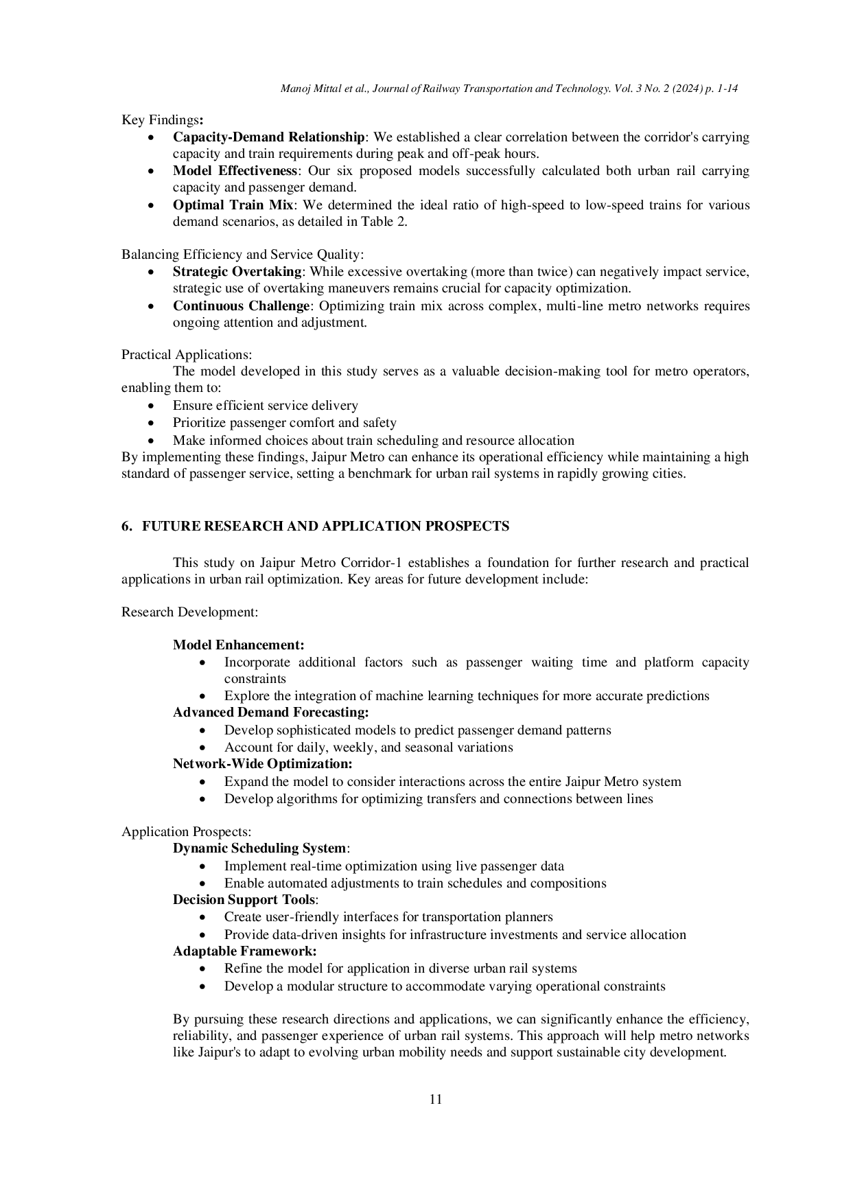 JURIS Improving Urban Rail Efficiency Analyzing Peak and Off peak Capacity in the Jaipur Metro
